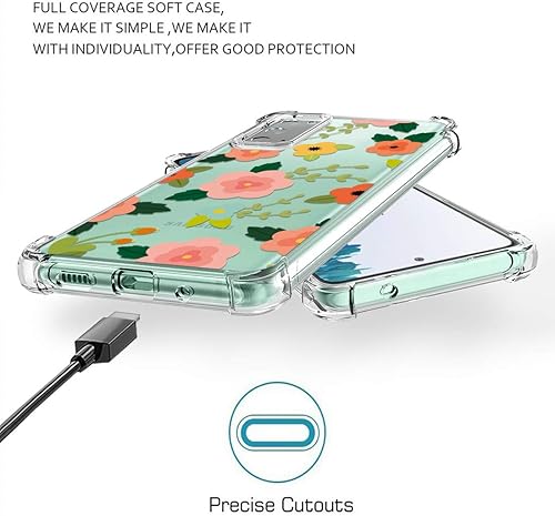 Miniatura 6 de Osophter funda flexible para Samsung Galaxy S20 FE 5G, diseño floral, para niñas y mujeres, absorción de golpes, de goma de poliuretano termoplástico