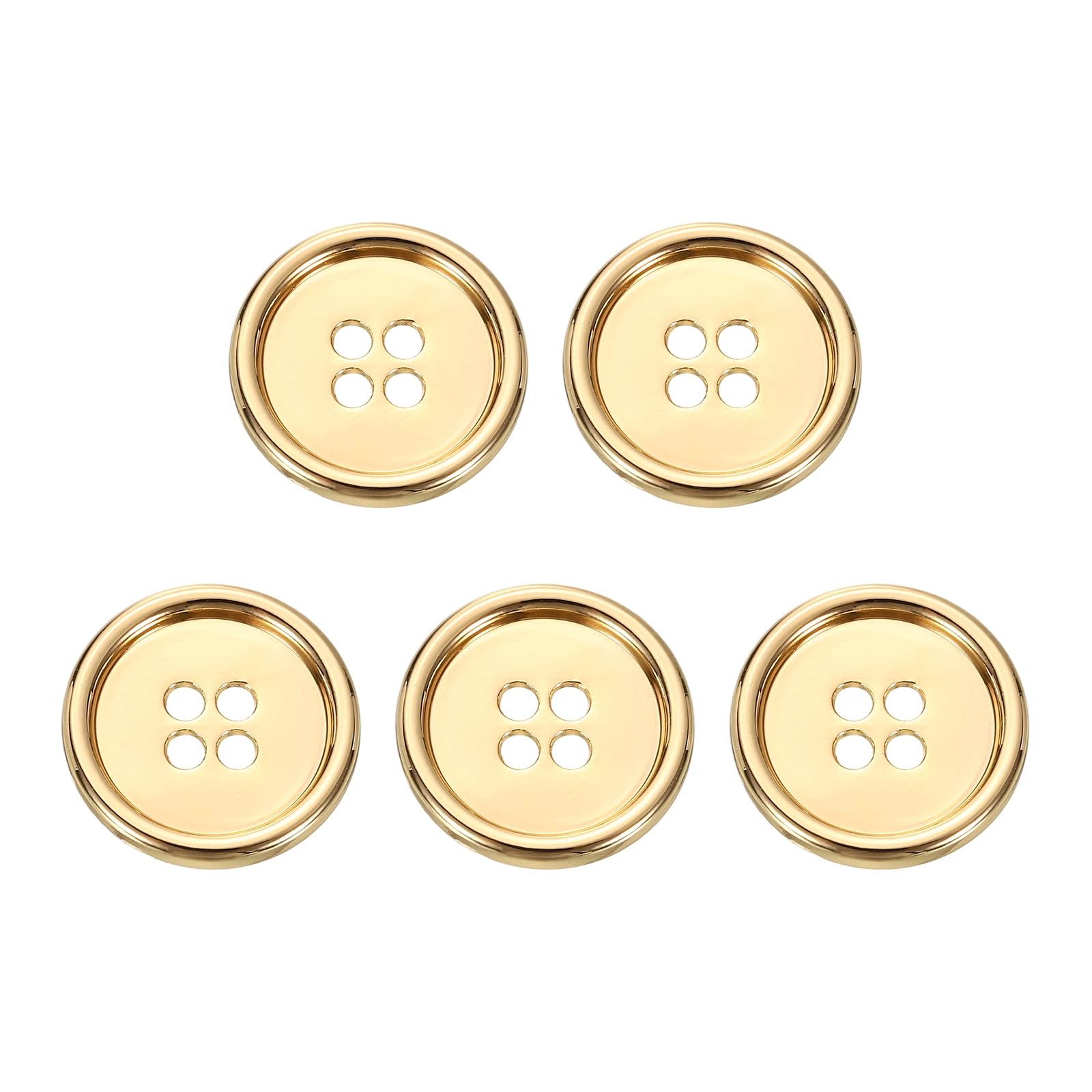 sourcing map 5pcs Metal Button 20mm (0.79") 4 Holes Alloy Round Buttons Craft Sewing Accessories for Clothing DIY Crafts Decoration, Gold
