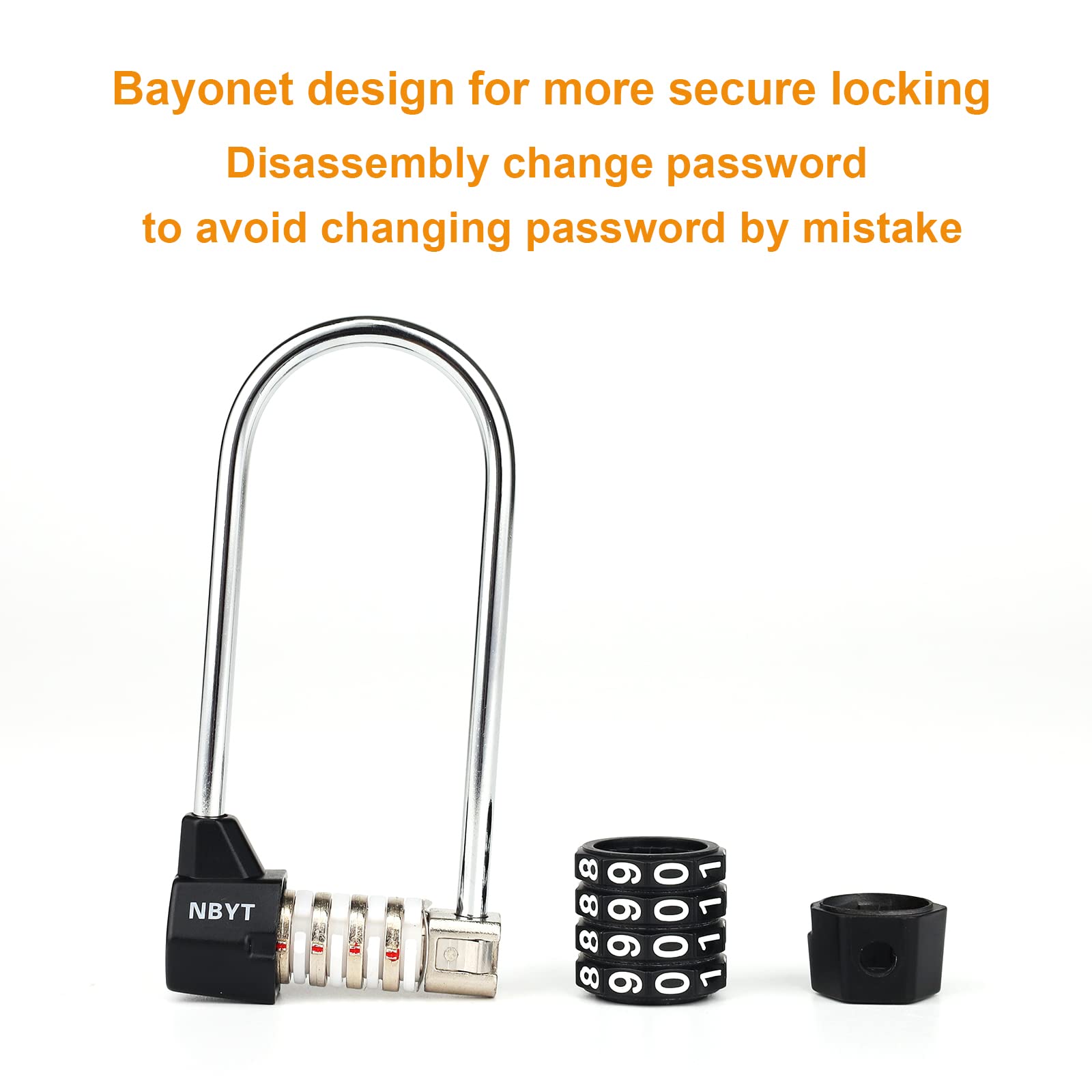 Combination Lock, 4 Digit Combination Padlock For School Gym Sports Locker Fence Toolbox Case Hasp Cabinet Storage Long Shackle 1 Pack Black - View #3