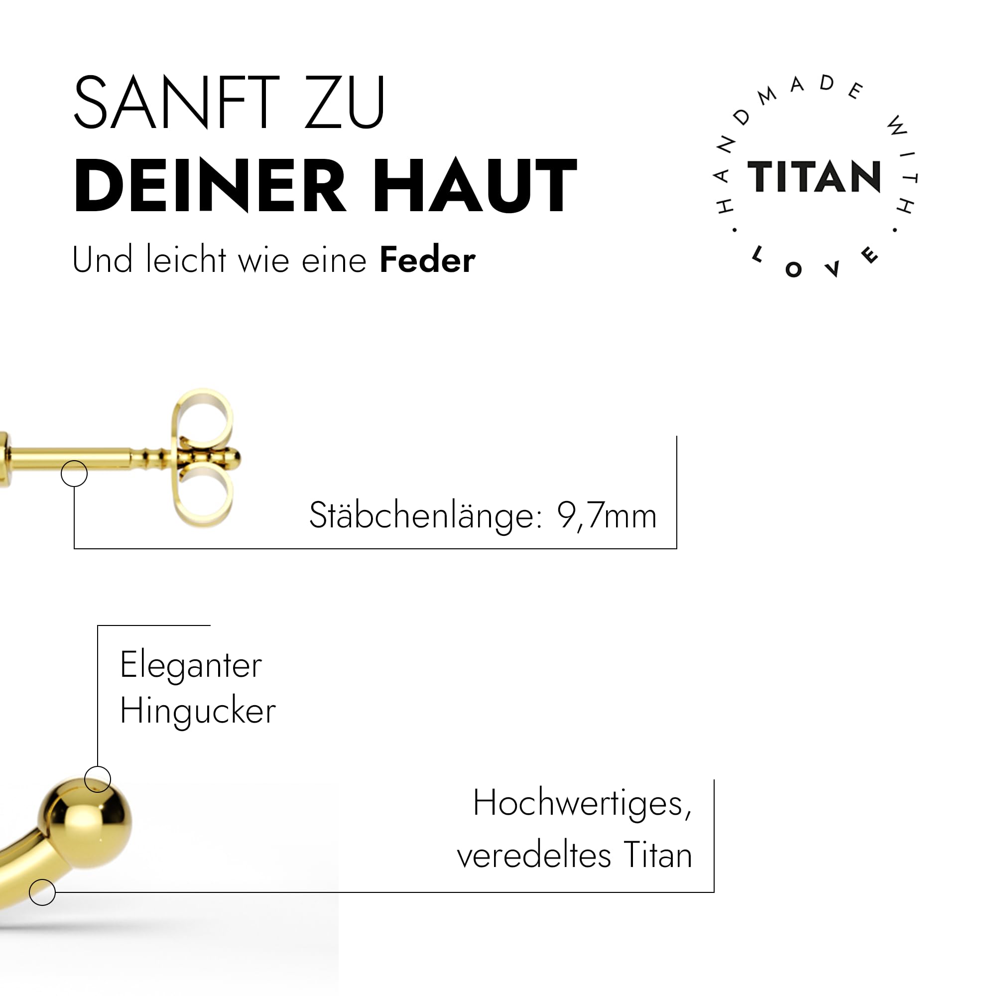 TIABELLE – Creolen LOOP aus Titan – Ohrringe für Damen – allergenfrei & hautverträglich – Handmade in Germany (16mm ø und 18mm ø)