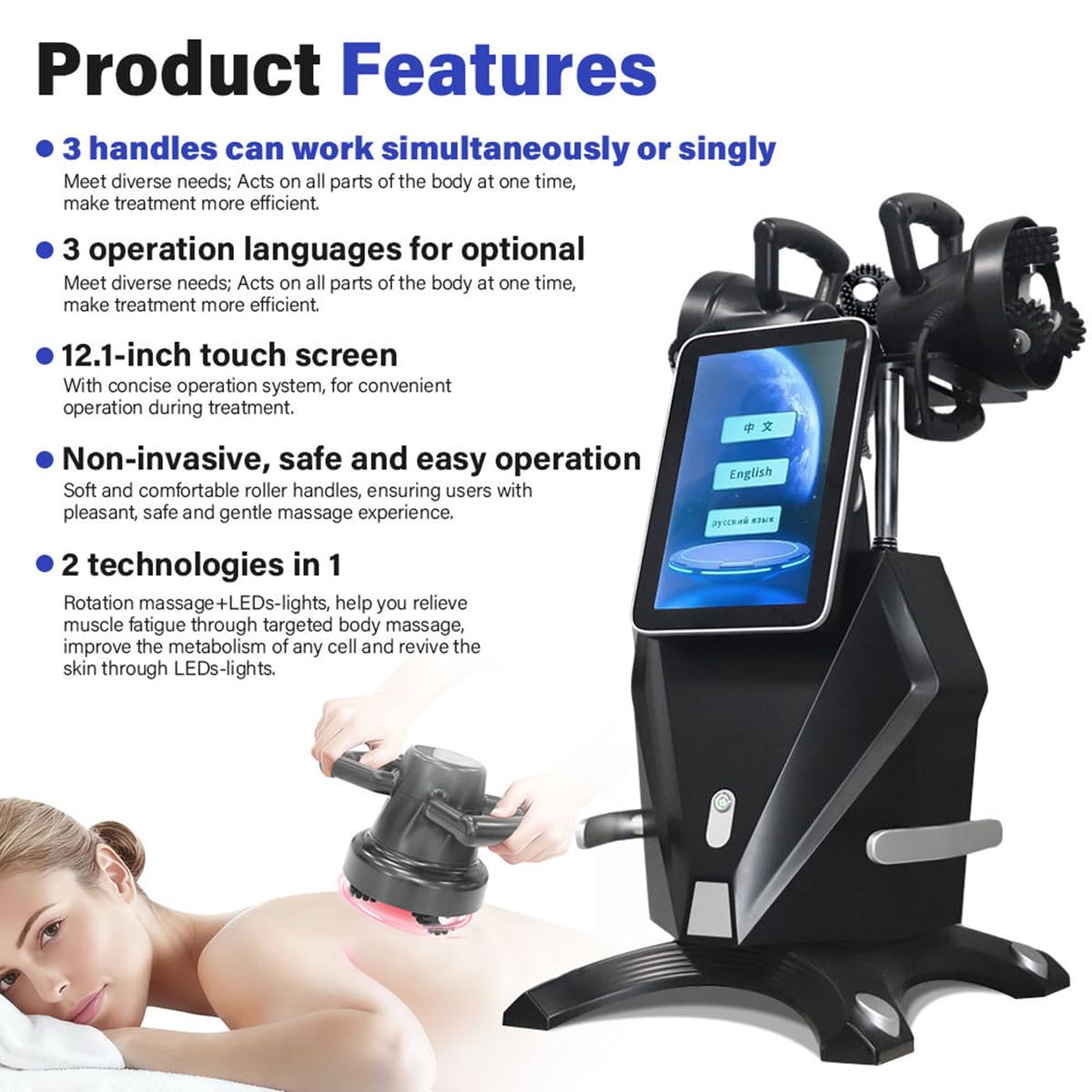 Consola de Masaje Rotatorio 360° Integrada - Sistema Completo de Contorno Corporal - Equipo Profesional de Reafirmación y Estética Avanzada,Bianca
