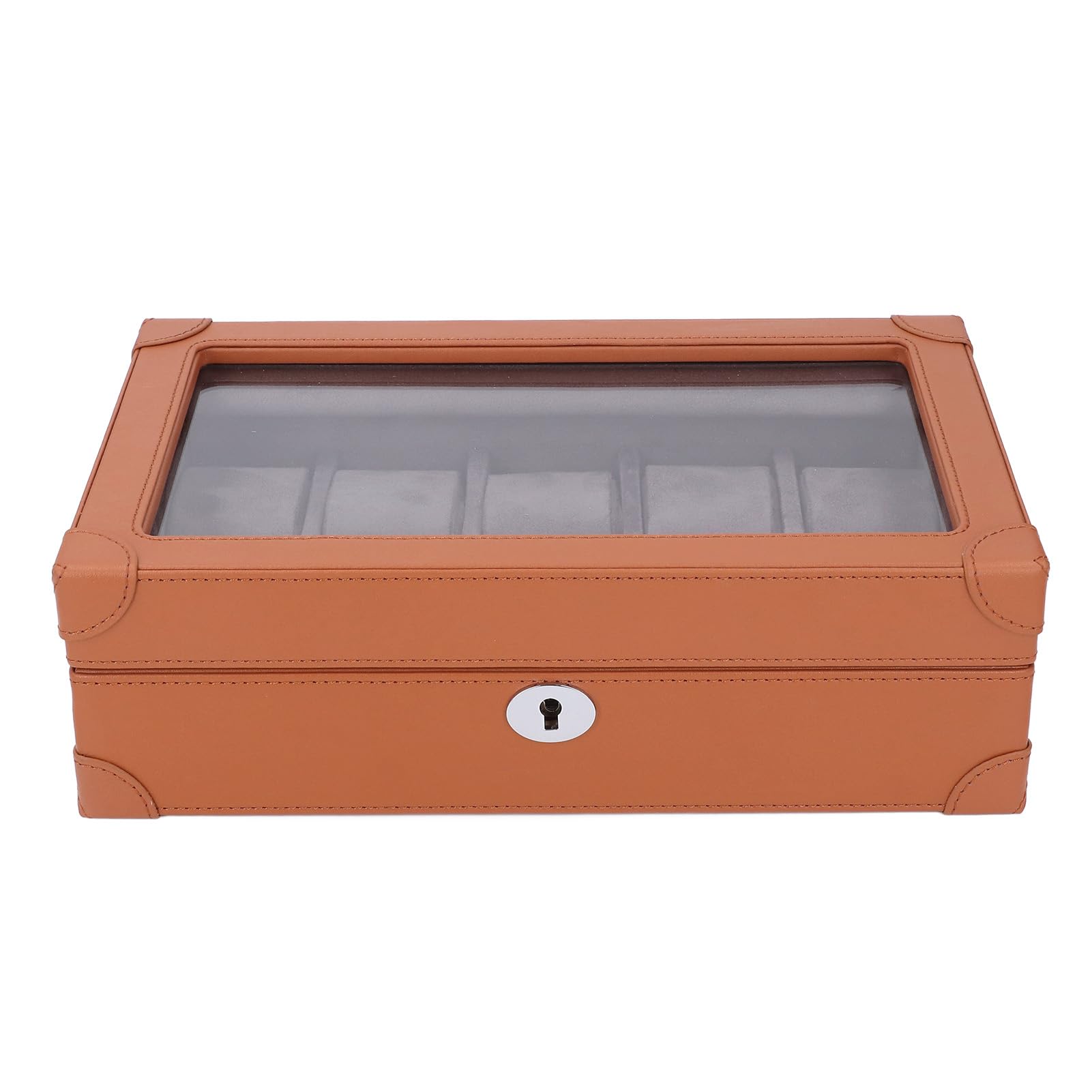 Cocoarm Organizador de Soporte para Relojes, Caja de Reloj de Cuero de Súper Fibra con Ventana de Vidrio, Estuche de Almacenamiento de 10 Ranuras con Forro de Terciopelo para Exhibición en el Hogar,