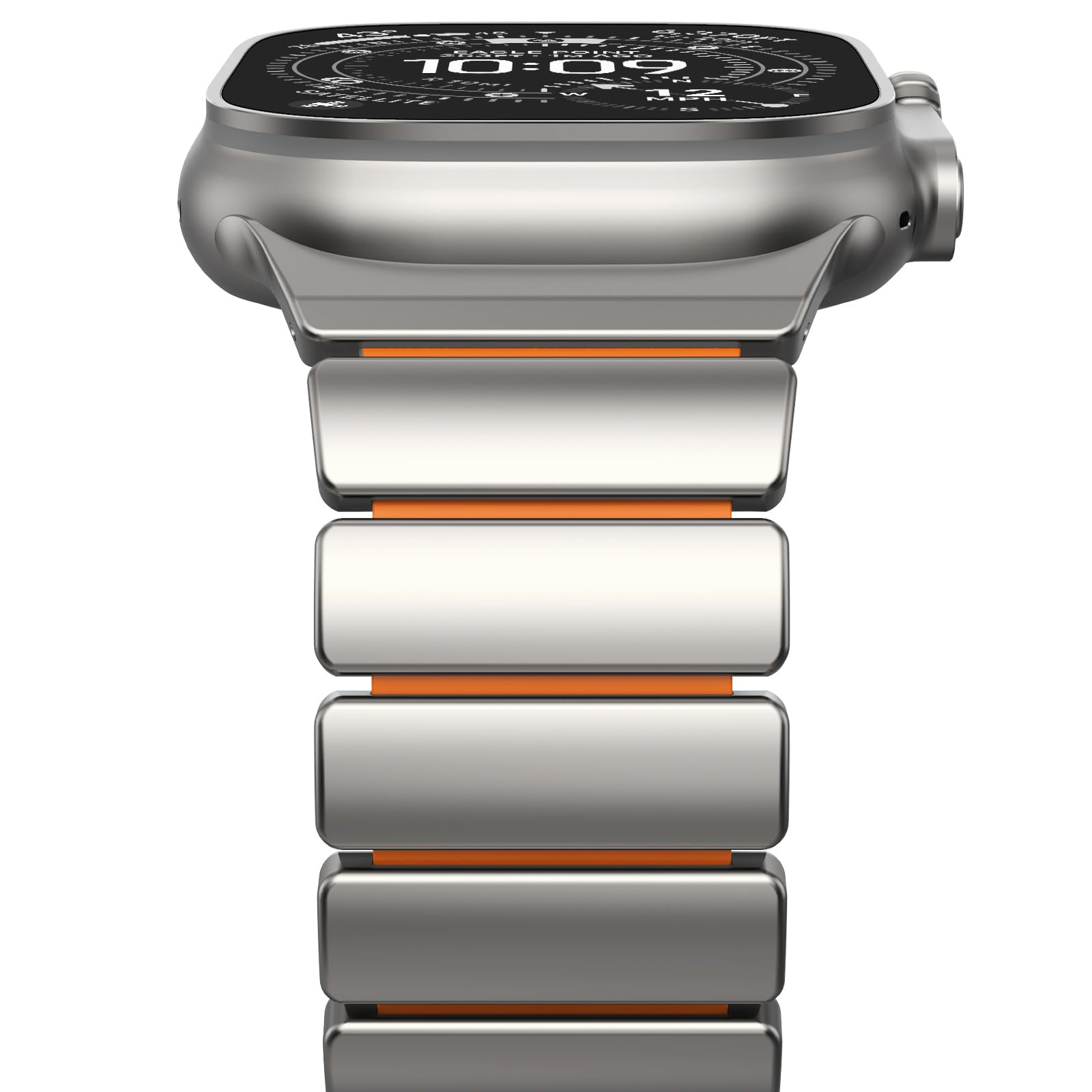 NewWays Cinturino di ricambio in titanio compatibile con Apple Watch da 49 mm, 46 mm, 45 mm, 44 mm, di lusso in titanio e silicone, per iWatch Ultra 3 2 1 Series 11/10/9/8/7/6/5/4/SE