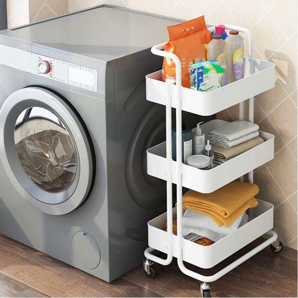 Carrello portavivande Multistrato in Acciaio Inox con Ruote girevoli, Facile da Montare, Resistente, 3 (80x40x85 cm, 42,5x35,5x86,8 cm), Ideale per casa, Hotel, Bar, Argento e Bianco.