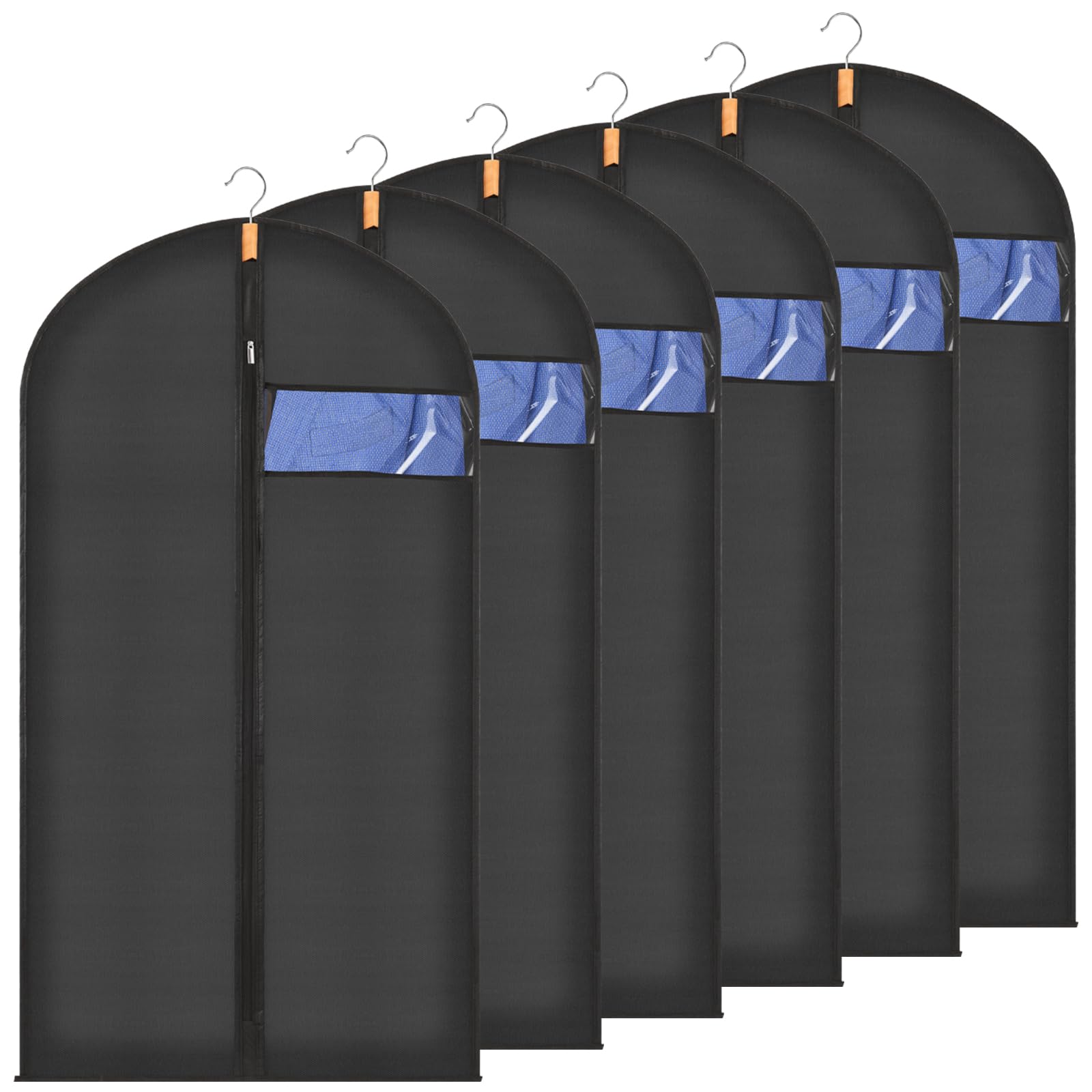 Sevenpers Kleidersack 120 x 60 cm – 6 Stück Atmungsaktive Kleidersäcke Schwarz für Hemden, Anzüge & Kleider – Staubdicht, Feuchtigkeitsabweisend – Kleiderschutz für Schrank & Garderobe