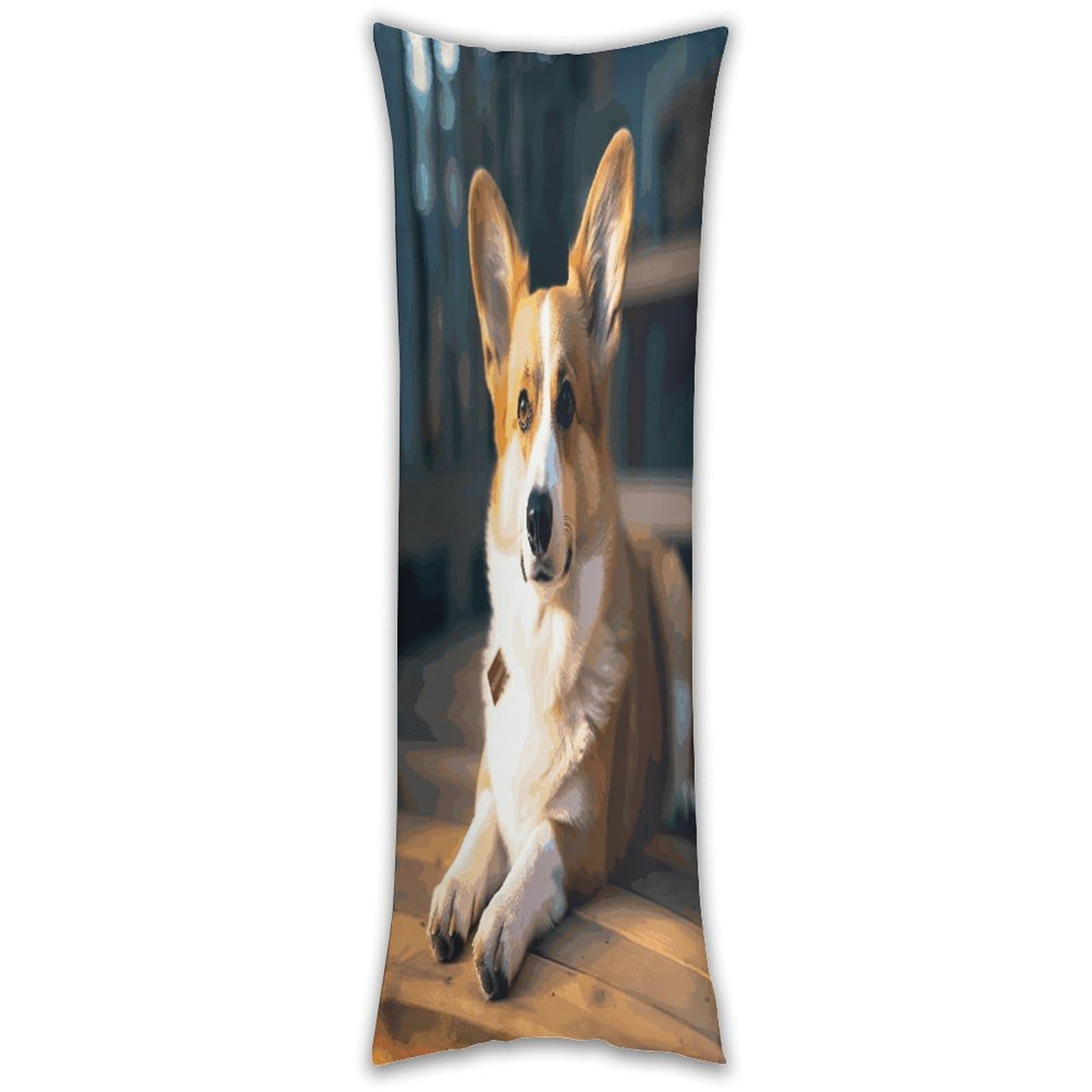 Smart Corgi Pillow Case Breathable Absorb Sweat Long Pillowcover Exquisite Unique Pillow Protector for All Seasons Hot Sleepers Body Pillowcase