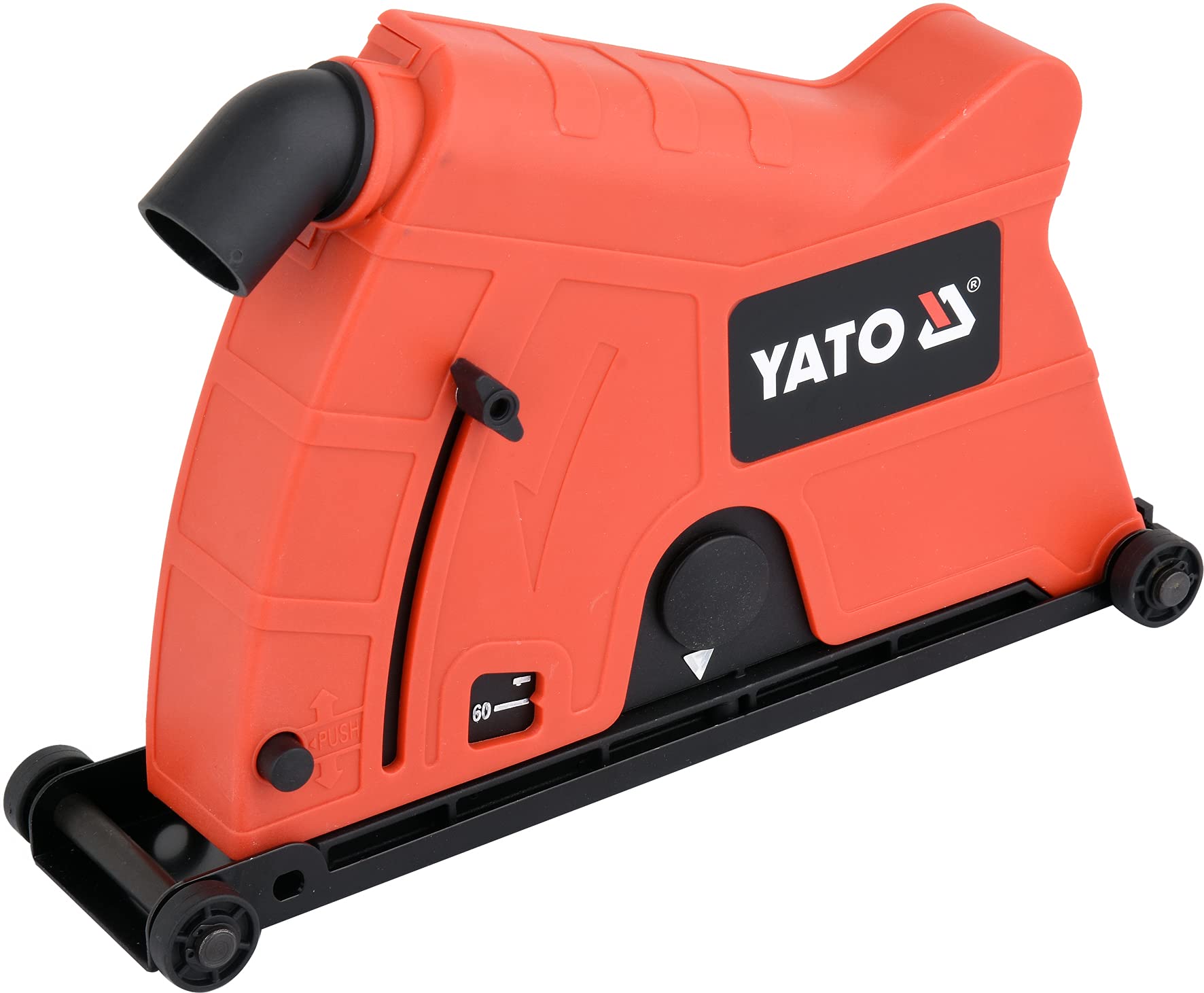 YATO Cubierta de extracción universal profesional para amoladora angular para separar y cortar, 230 mm, alojamiento M14, ajuste de profundidad sin niveles, separación sin polvo, incluye adaptador de