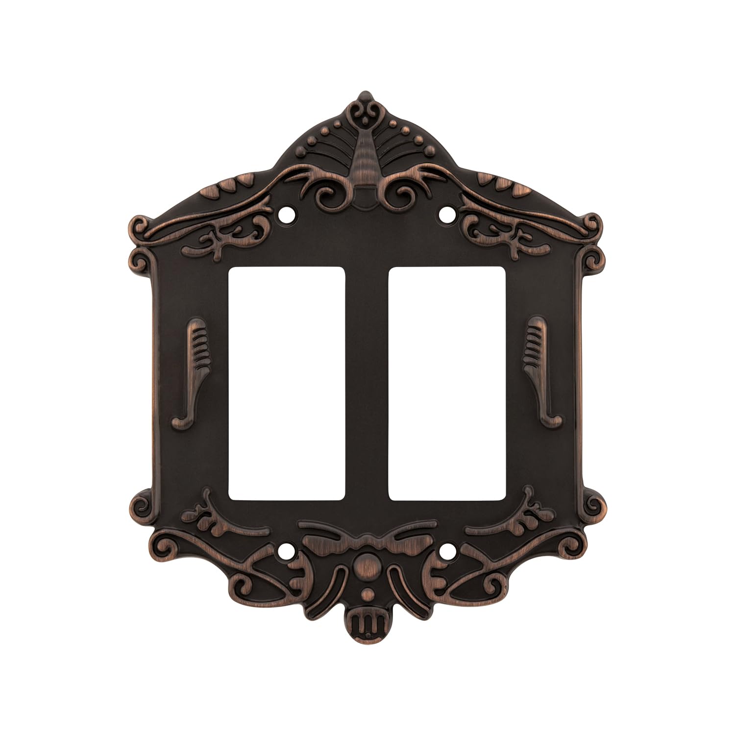 Plaque de finition double rocker laiton vieilli style victorien