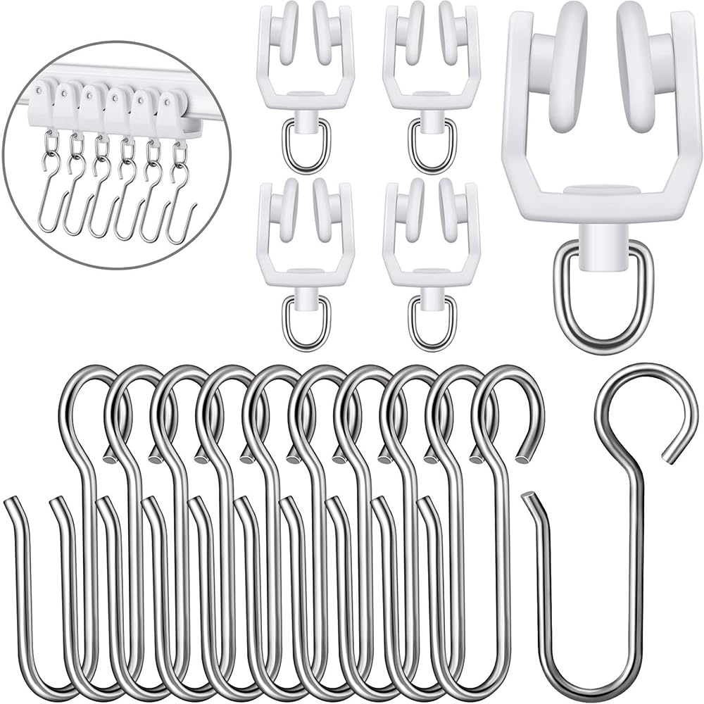 Curtain Track Ceiling Mount Set – 120 Piece with Hooks and Rollers, Smooth-Glide Curtain Track Accessories for Home and Office Use ﻿ ﻿