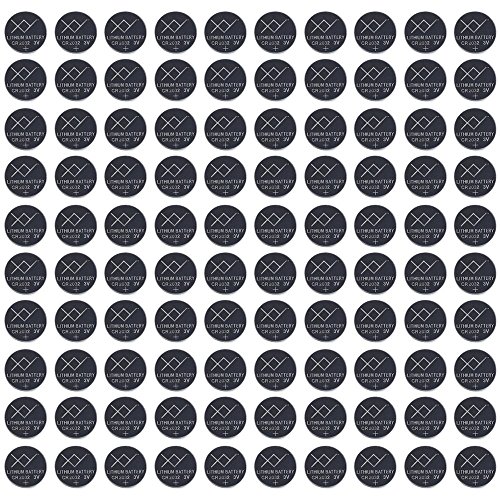 CR2032 Battery (100 Pack) | 220mAh 3 Volt (3V) Lithium Button Cell Coin Battery | Watch Batteries for Key Fobs, Garage Door Opener, TV Remote, Motherboard, Bluetooth Finders and More | Bulk 100 Count