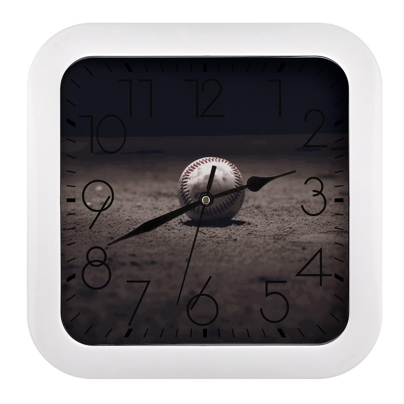 JTREHY Baseball Wall Clock The Sound is Soft Square Timepiece Fashion Precise Easy to Read Numbers | Perfect Living Room Kitchen Or Office Clocks
