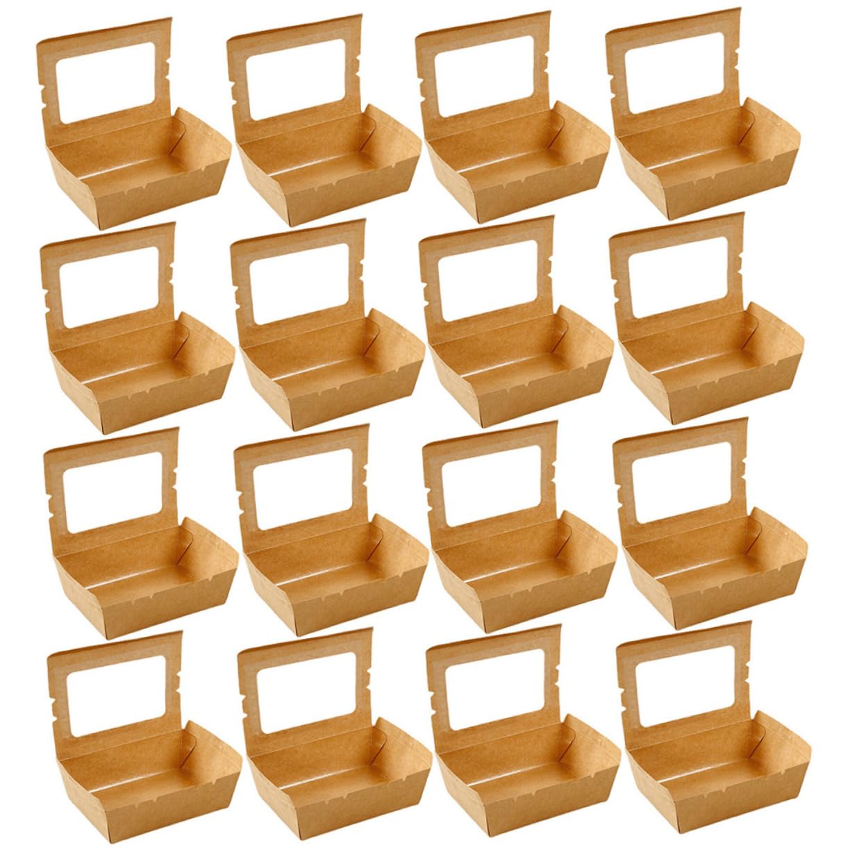FUNOMOCYA Salad Boxes Window Kraft Paper Snack Containers for Takeout Lunch Bbq Leakproof and Easy to Close