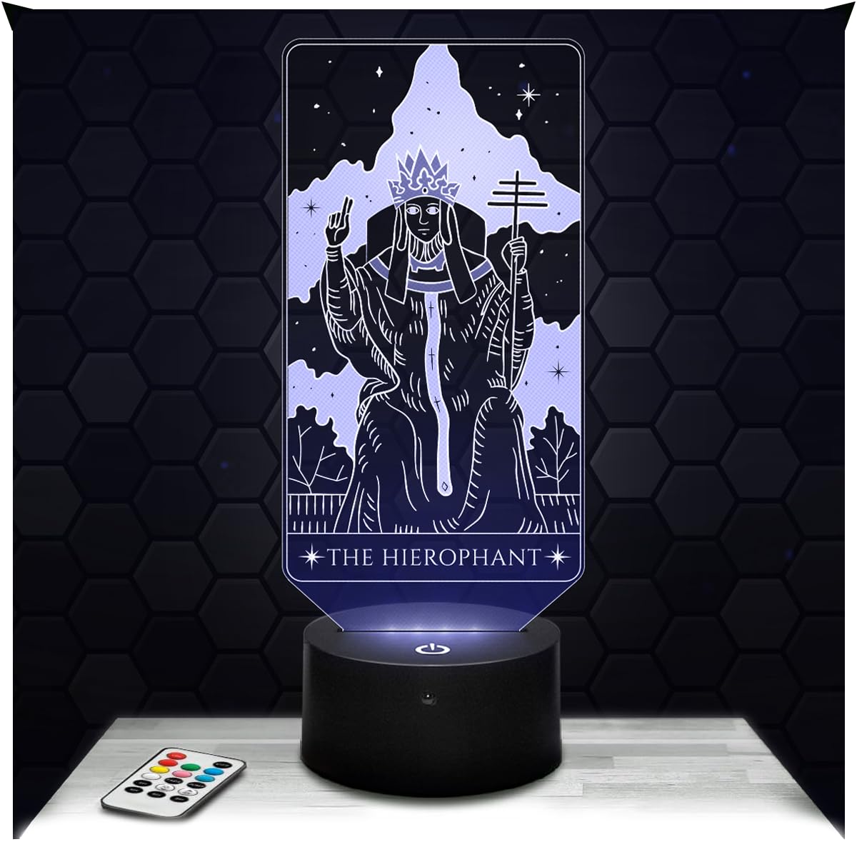 Lampephoto.fr - Pope Arcane Tarot 3D Lamp Decoration Card Clairvoyance Cartomancy Oracle, Gift idea for Men and Women Pope Arcane Tarot Night Light Room Decor, Original Christmas, Gift idea for Women