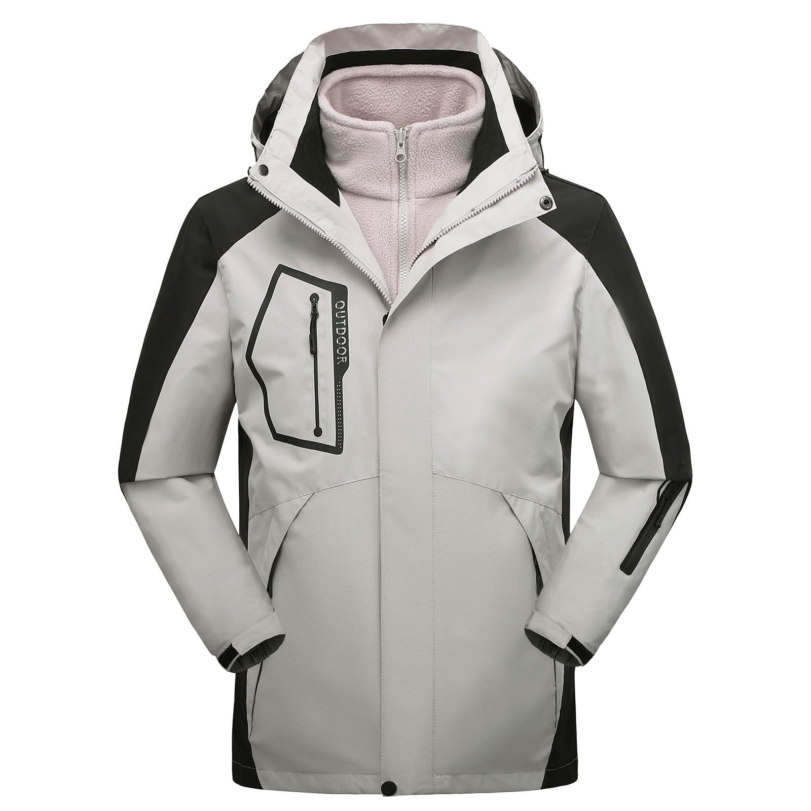 Herren 3-in-1 Wasserdichte Skijacke Windjacke Warm Gefüttert Doppeljacke Winterjacke Große Größen Leicht Sport Windjacke Funktionsjacke mit Kapuze Fleecefutter Regen und Schnee Outdoor-Wandern
