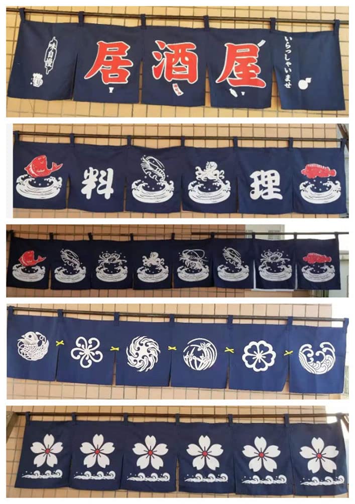 Noren - Tenda da appendere alla finestra, con motivo sushi giapponese, decorazione per cucina, 43 x 210 cm (grafico fortunata)