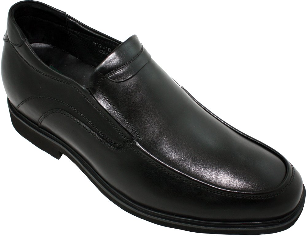 CaldenCalden Men's Invisible Height Increasing Elevator Dress Shoes - Black Premium Leather Slip-on Super Lightweight Formal Loafers - 2.8 Inches Taller - K312318 - Size 11 D(M) US