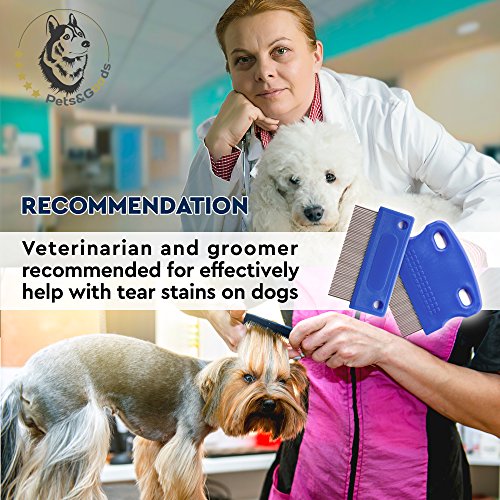 Dog Comb - Tear Stain Remover - Dog Eye Stain Remover - Dog Grooming Comb - Comb For Dogs - Gently Removes Mucus And Crust - Tear Stain Remover For Dogs - Pet Tear Stain Remover - Set Of 2 #TOP3