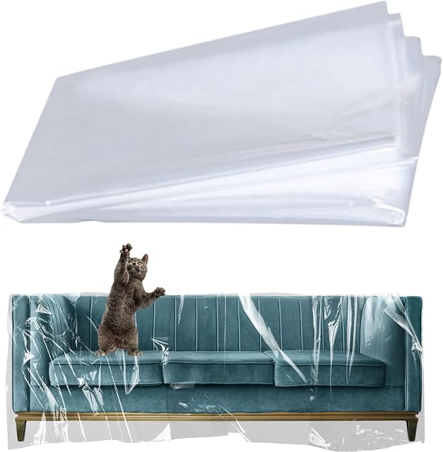 Furniture Dust Covers,Sofa Protector Bag Cover ,Plastic Sofa Cover 2PCS,Transparent Sofa Dust Covers,Water Resistant,Large Heavy Duty Furniture Bed Couch Protector 300 x 200cm