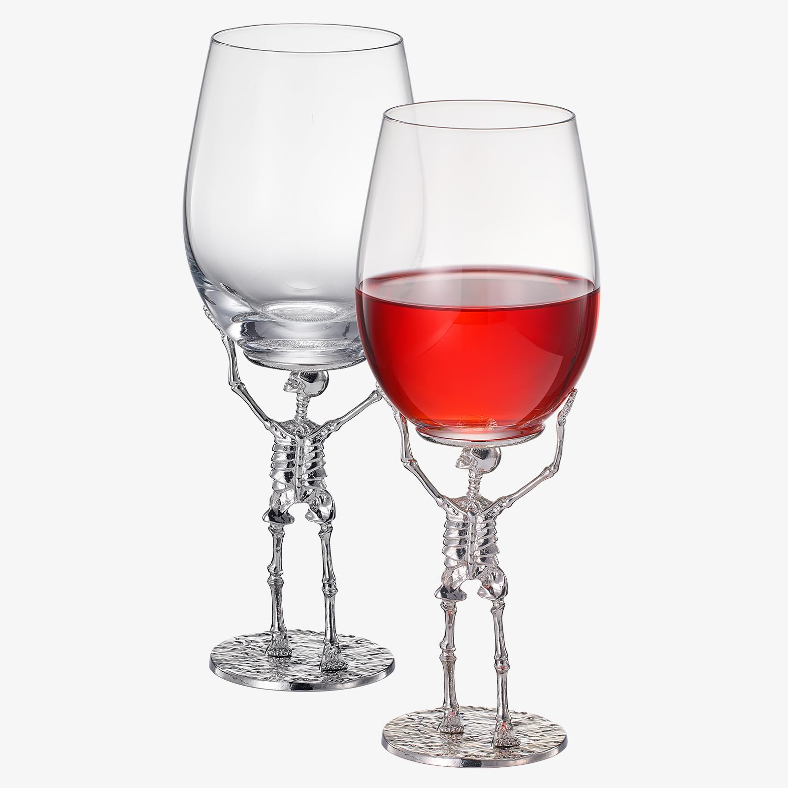 Cadeaux gothiques : lot de 2 verres à vin squelette à pied pour décoration squelette
