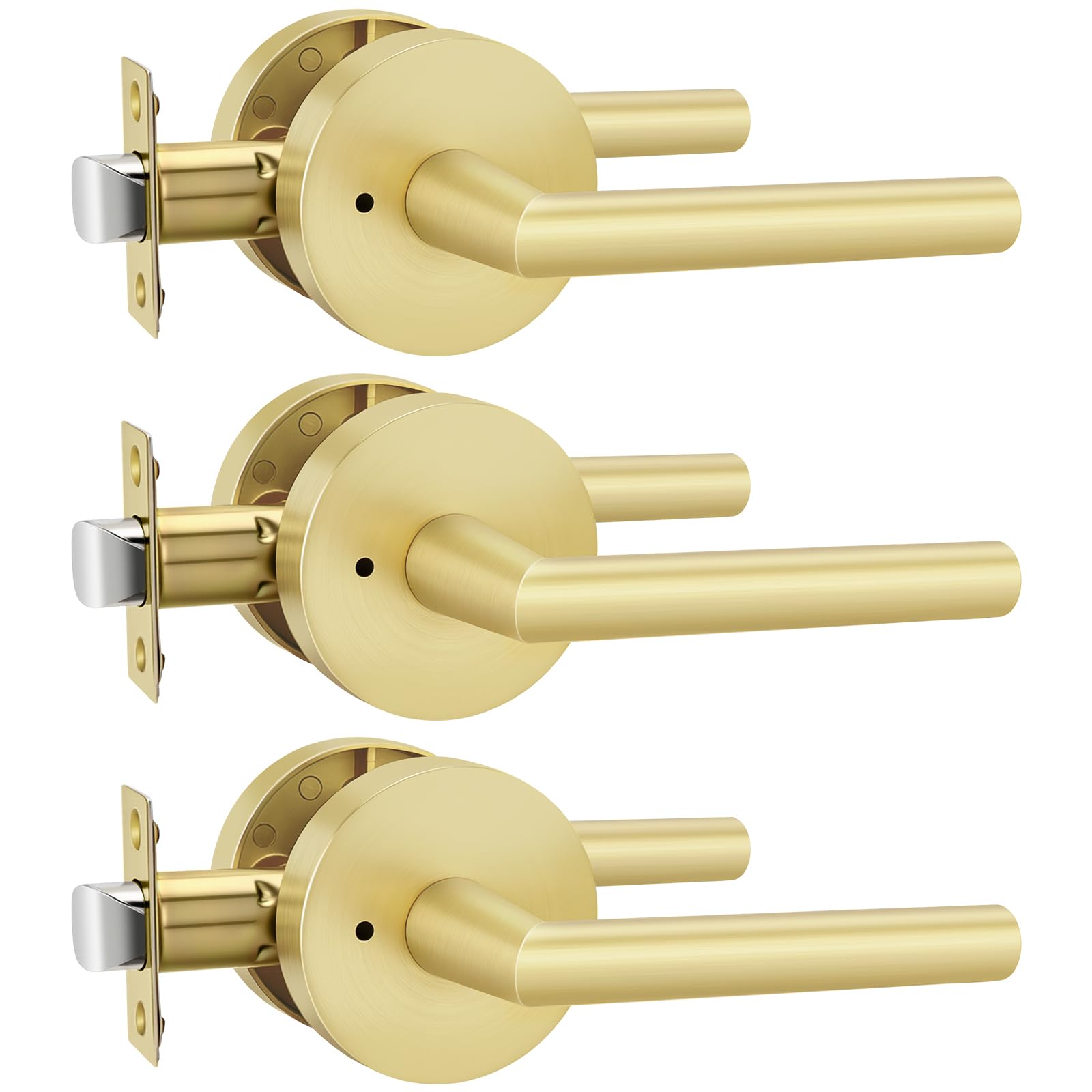 Photo 1 of Goldenwarm Privacy Gold Door Levers (3 Pack)