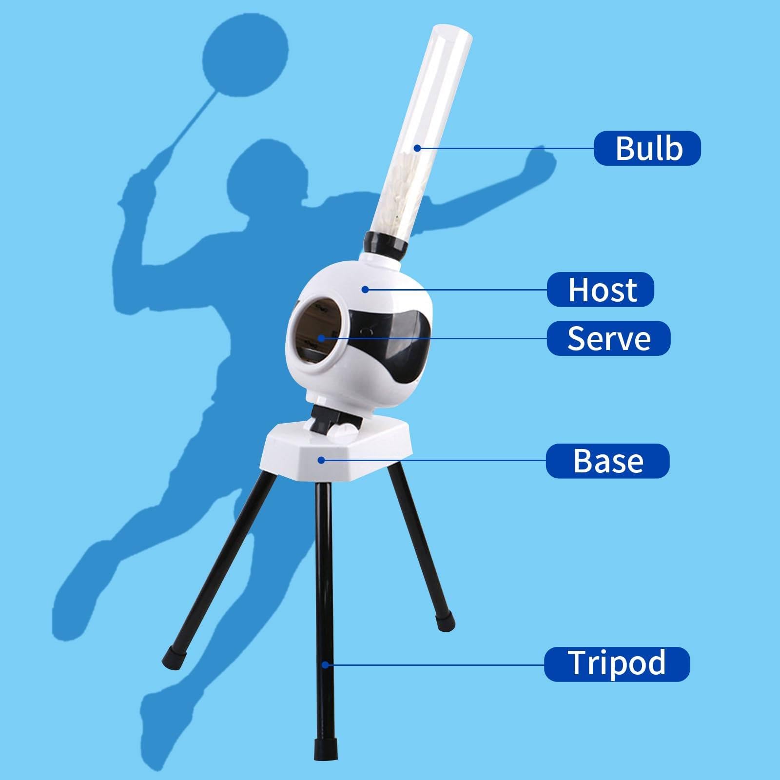 MáQuina AutomáTica De Servicio De BáDminton, Lanzador De Volantes De BáDminton, Ayuda para El Entrenamiento para Principiantes, MáQuina De Entrenamiento De BáDminton para Adultos Y NiñOs