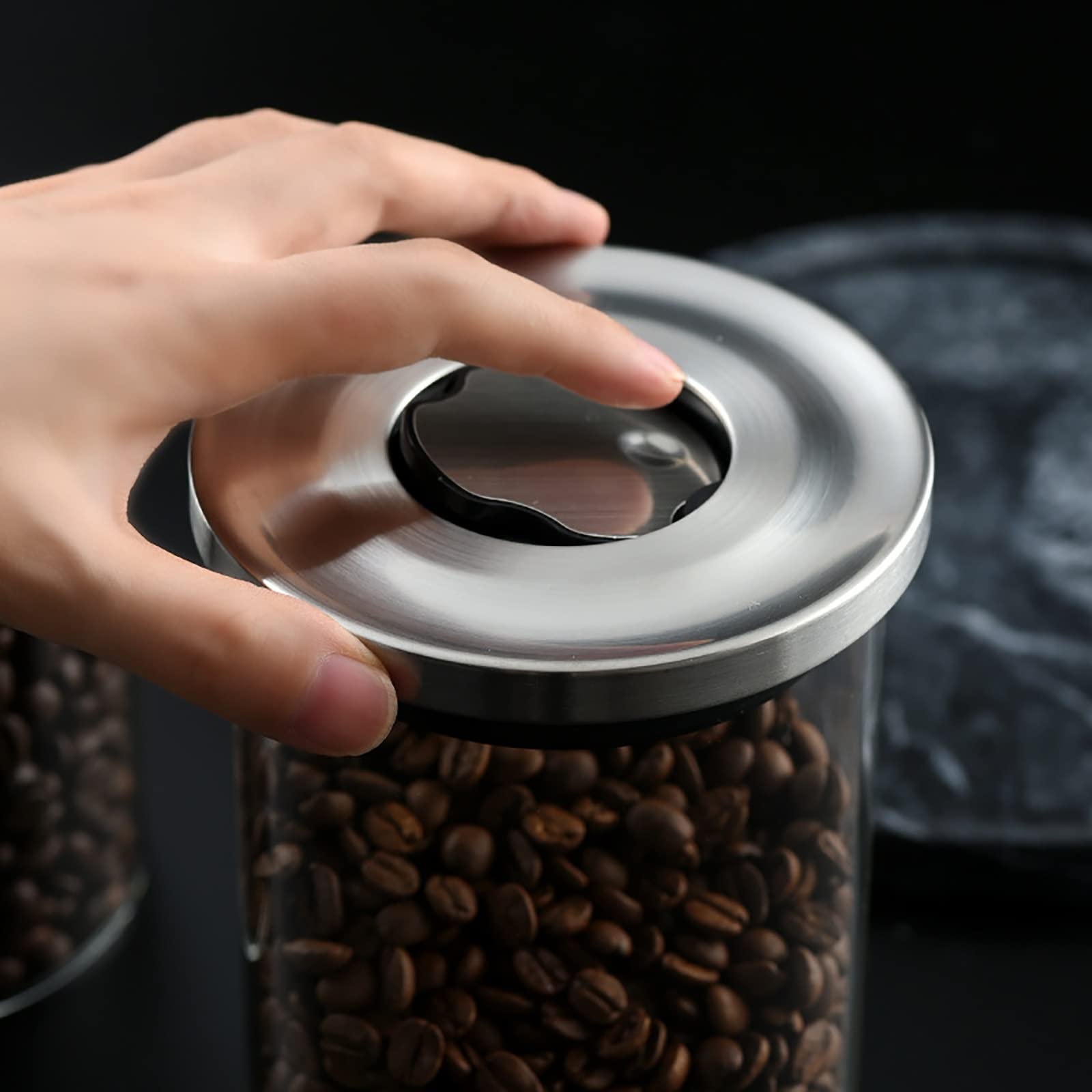 Luftdichte Glasaufbewahrung for Lebensmittel, Vorratsdose, Kaffeebehälter, luftdichte Dosen, Kaffeedosen, Kaffeepulver, Kaffeebohnen-Aufbewahrungsdosen, Snacks, Trockenfrüchte, luftdichte Glasaufbewah