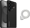 Funda magnética de fibra de aramida Aulumu S26 Ultra para Galaxy + agarre de anillo magnético G09 Ghost Infinite 360°, incluye (S26) negro + (G09) transparente fantasma 1