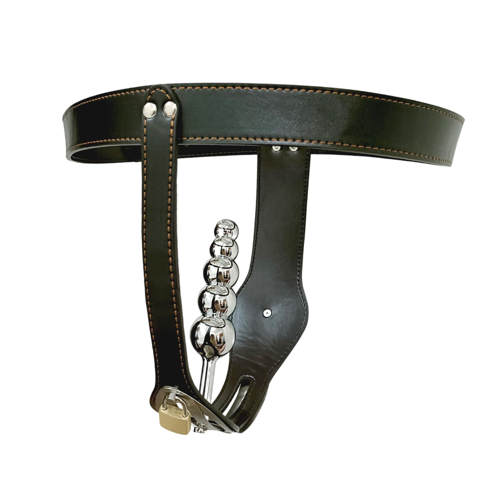 2024 Leicht Leder Keuschheitsgürtel Bondage Unterwäsche Erotische Kleidung mit Analkugeln Vaginal Plug Sklaven Einstellbar Keuschheits Chastity Belt BDSM Fesselspiele für Paare,Schwarz,D
