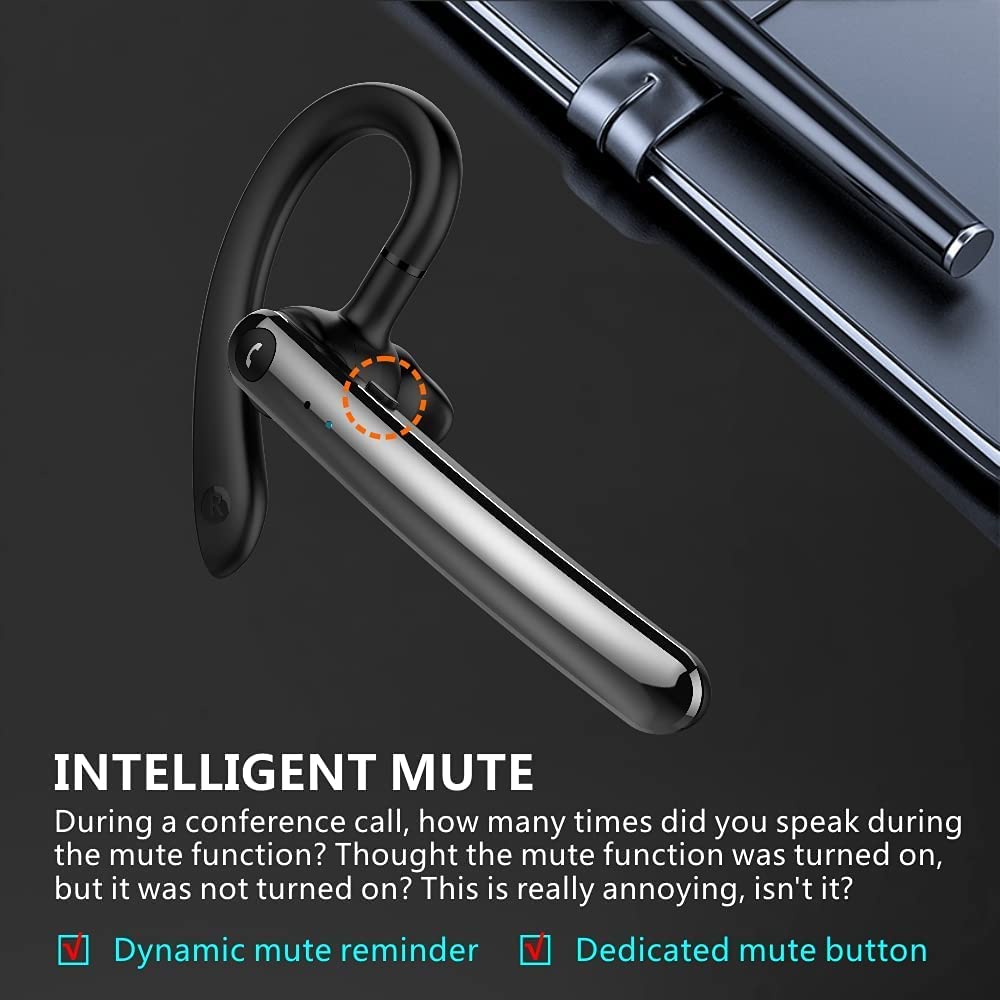 LESUN Auricolari Bluetooth 5.0 con Doppio Microfono, Cuffie Wireless Vivavoce Avanzate con Chiamata Vocale Super Chiara, Audio Hi-Fi e Esperienza Ultraleggera Per Lavoro/Ufficio/Guida