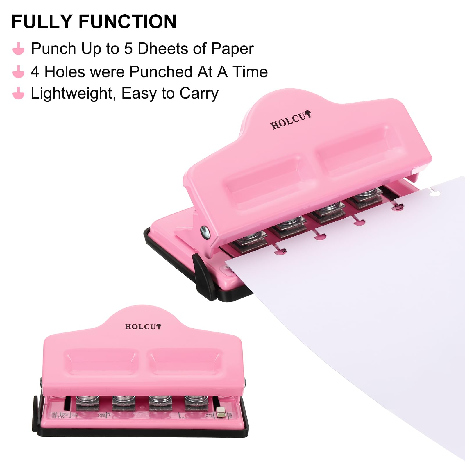 PATIKIL Mushroom Discbound Hole Punch, 4 Holes Discbound Hole Puncher for Disc Bound Planner Punch Up to 5 Papers(Pink) - Image 3