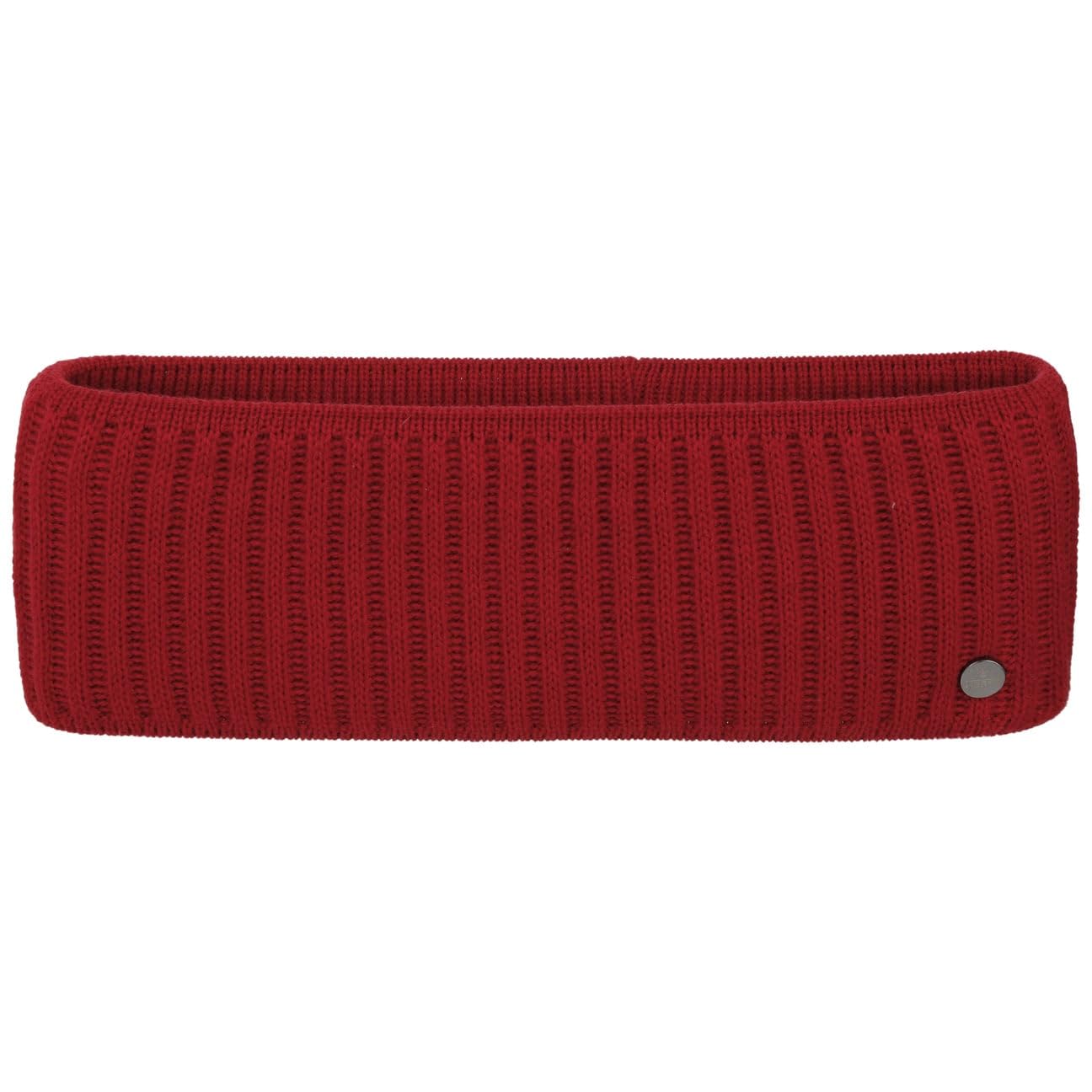 Lierys Ferri Women´s/Men´s Headband (8.5 cm Wide) - Made in Germany - Rib Knit Ear Muffs Made of new Wool - Ear Warmers Lined with Cotton - Head Wrap Autumn/Winter - Dark Red