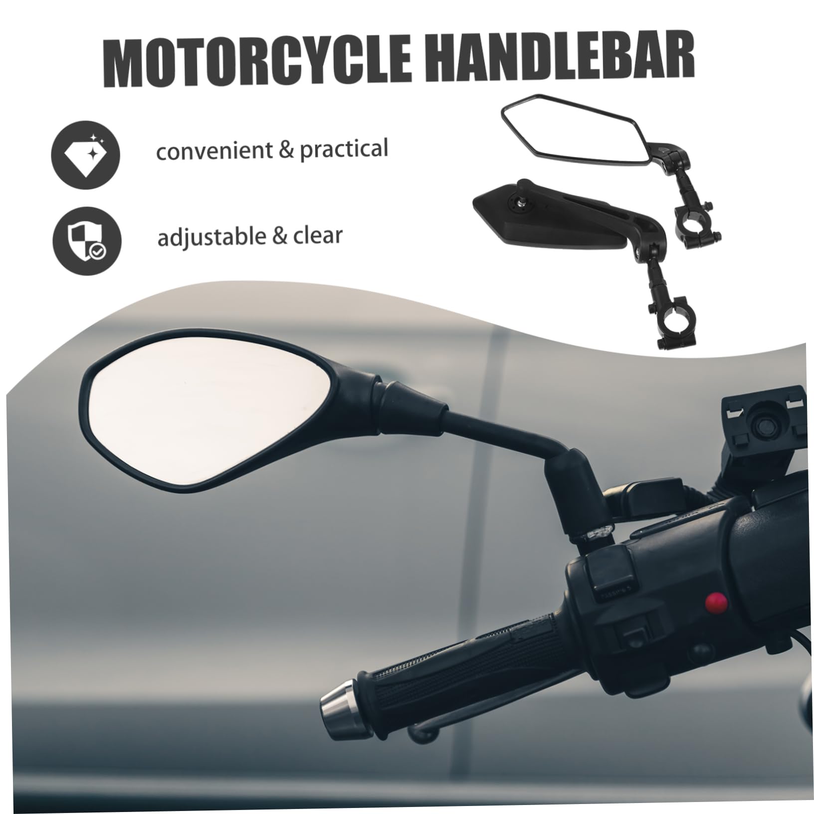 INOOMP Specchietto Retrovisore per Bicicletta Elettrica, 2 Pezzi, Nero, Plastica, Altezza Regolabile, Visione Ampia, Facile Montaggio