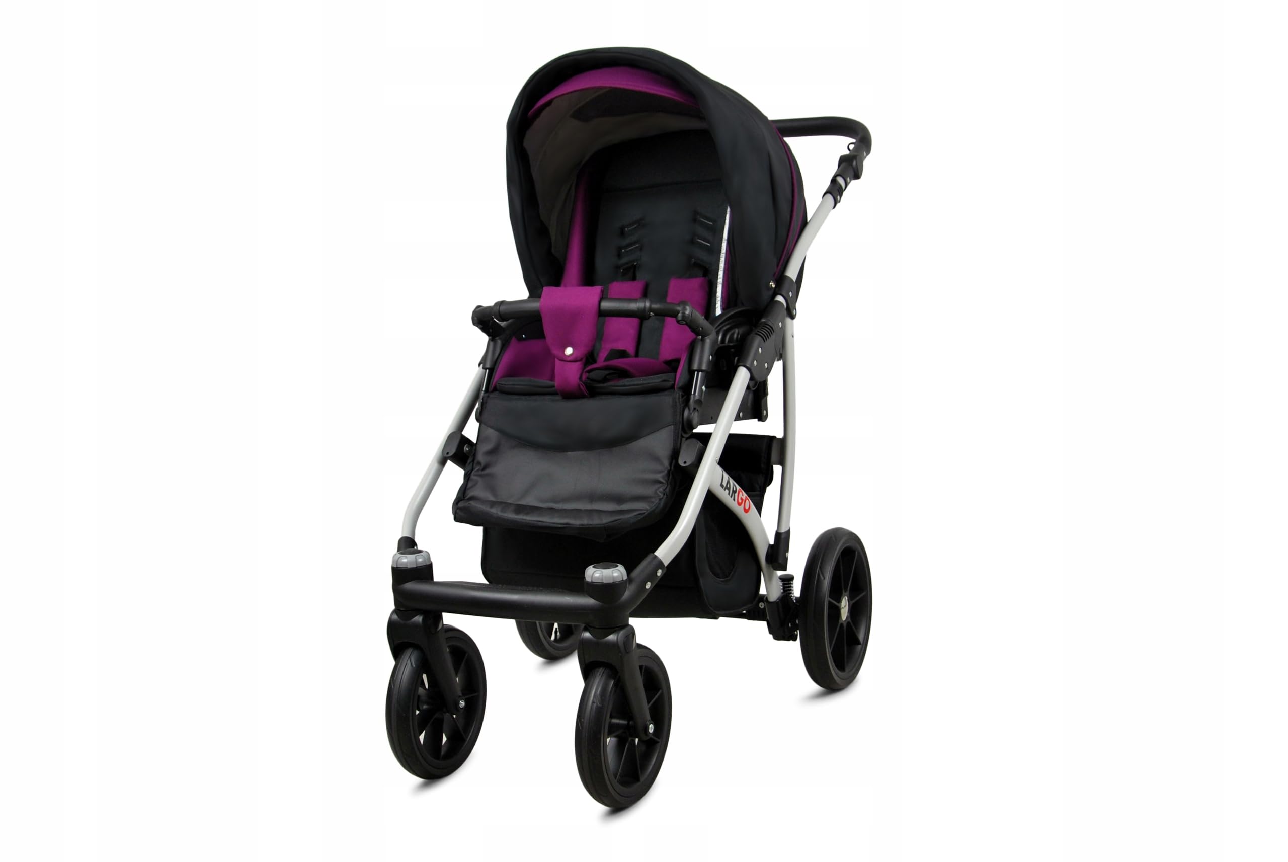 BabyLux® Zestaw wózków dziecięcych 3 w 1 – Largo – w zestawie wanienka dla niemowląt, fotelik sportowy, fotelik samochodowy – zestaw wózków dziecięcych z torbą do przewijania, osłoną przeciwdeszczową