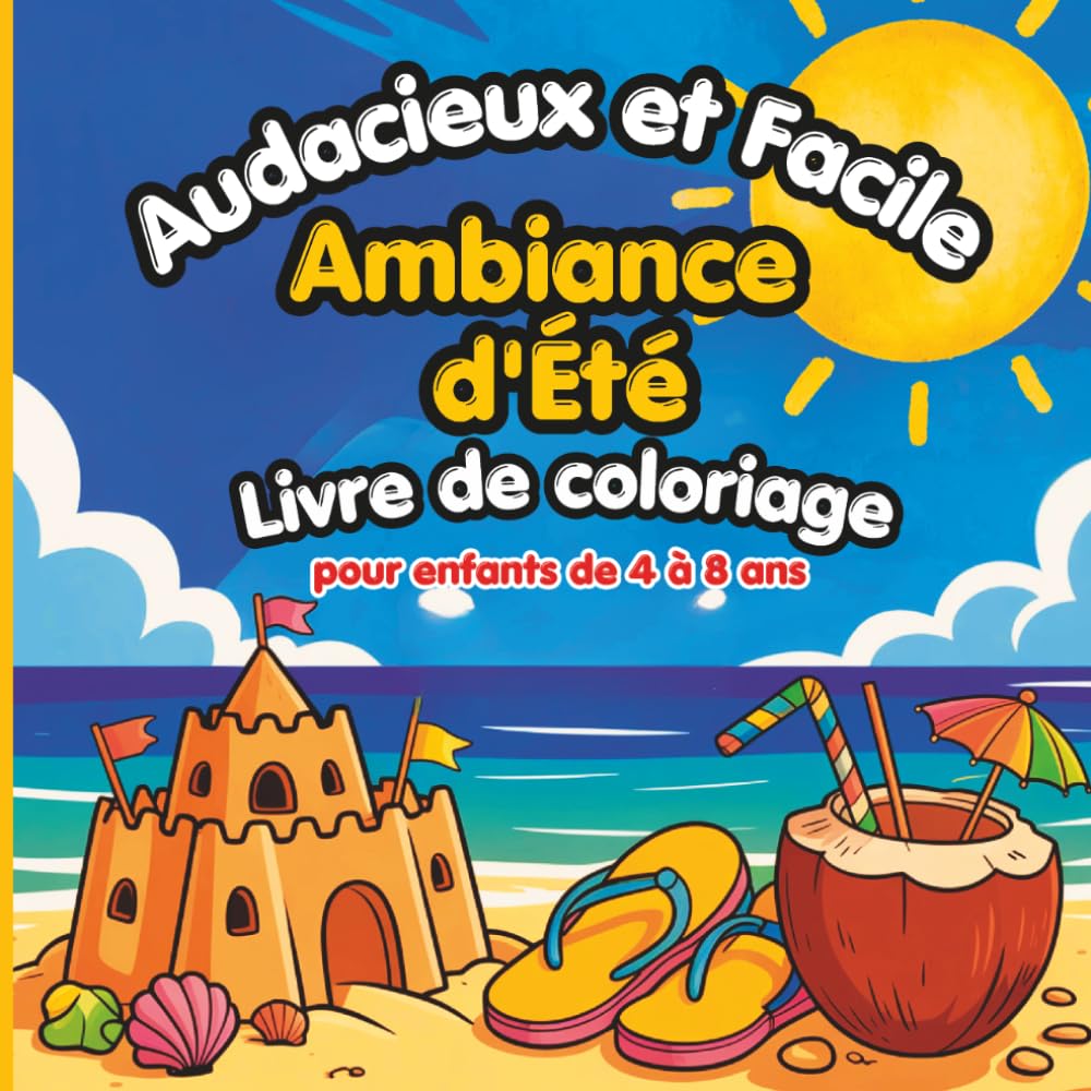 Audacieux et Facile Ambiance d'été Livre de coloriage pour enfants de 4 à 8 ans: Des dessins d'été simples, amusants et adorables pour se détendre et stimuler la créativité