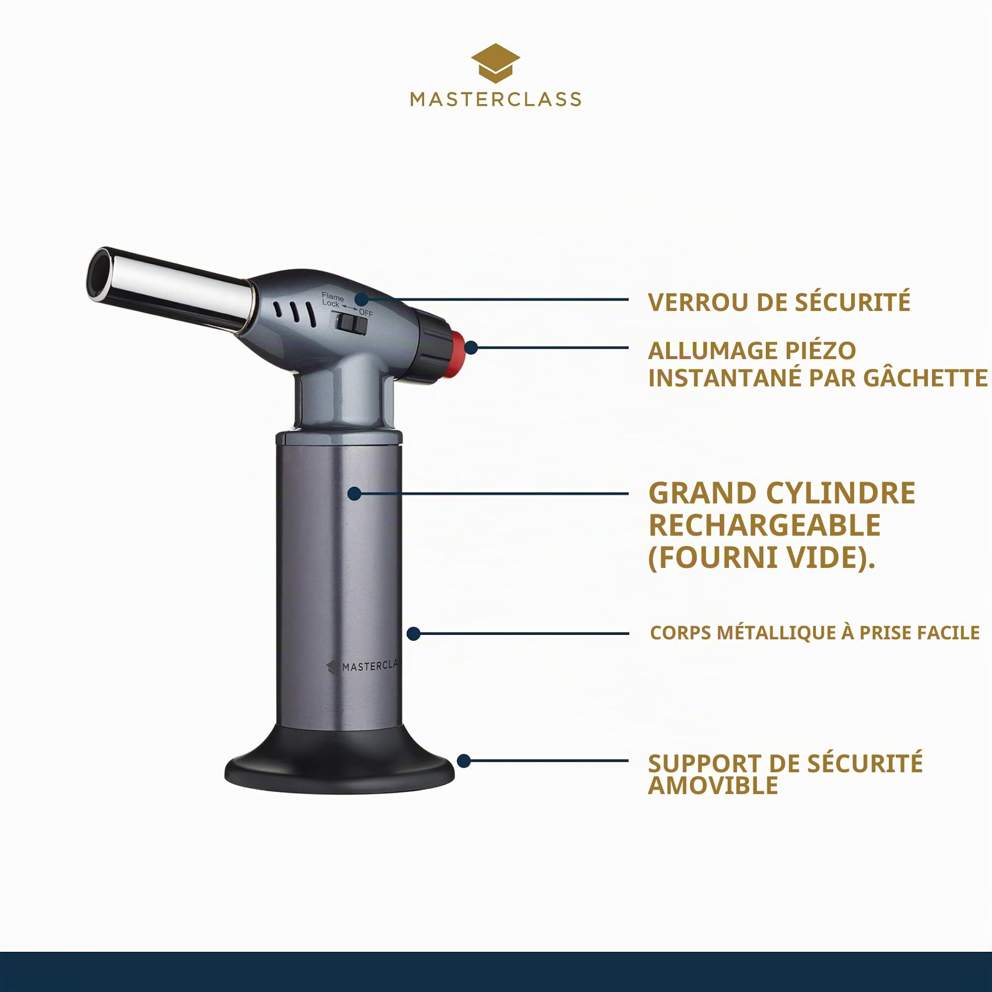MasterClass - Chalumeau de Cuisinier Professionnel, Piézo-Électrique