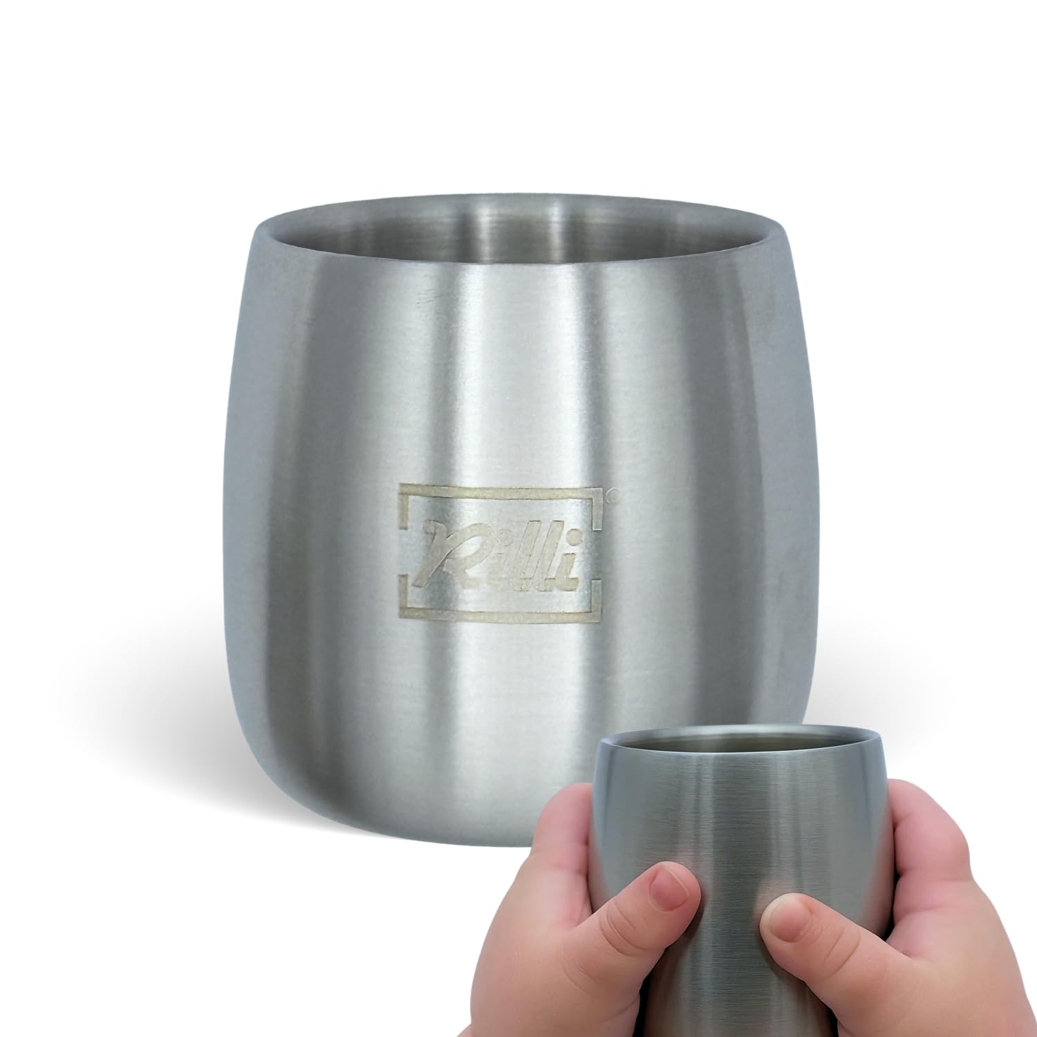 Rilli BLW Trinklernbecher aus Edelstahl ab 6 Monate BPA Frei - Geschmacksneutral, Spülmaschinenfest, Wiederverwendbar, Unzerbrechlich