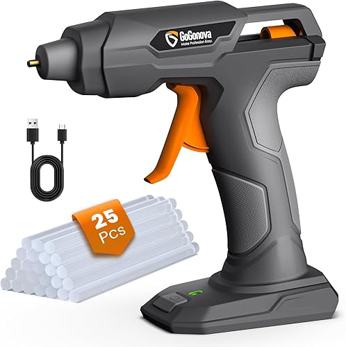 GoGonova Pistola de pegamento inalámbrica, pistola de pegamento antigoteo de precalentamiento rápido de 20 segundos, kit de pistola de pegamento