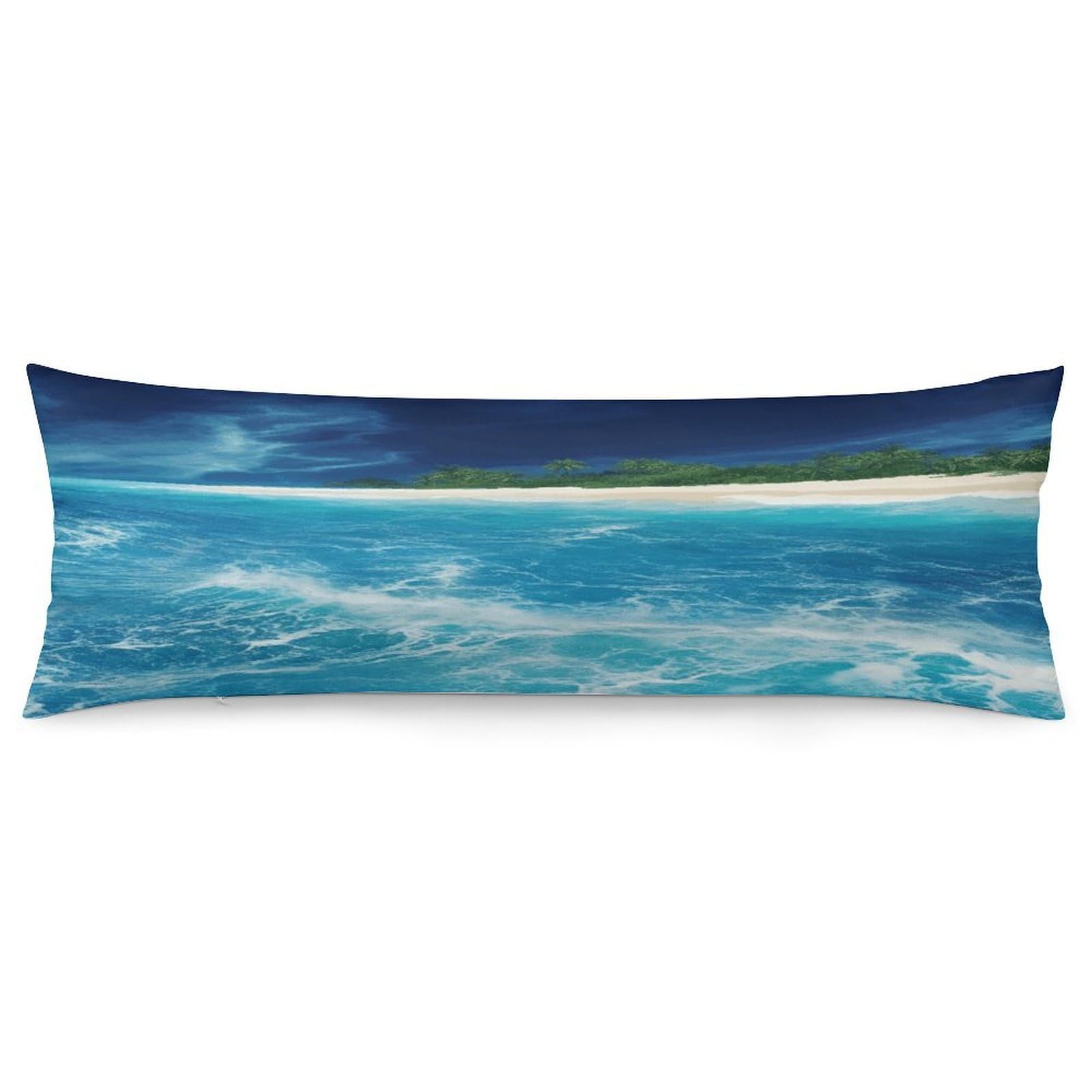 Tropical Ocean Beach Theme Pillowcase Decorative Long Body Pillow Case Soft Breathable Body Pillow Cover Modern Large Pillowcase Cute Body Pillow Pillowcases for Bedroom Couch 18.9 X 53 Inch