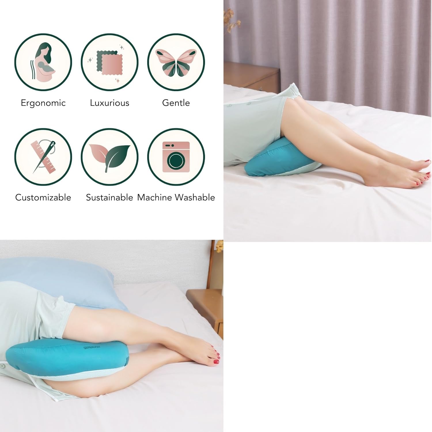 Almohada de maternidad versátil de algodón egipcio de alta calidad para mujer, ajustable y refrescante, soporte para piernas y rodillas, alivio del dolor, lavable a máquina, dormir de lado,