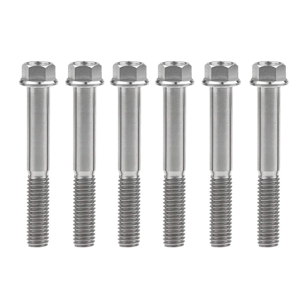 DWAMMEBRS M8x15-65mm Flange Hex Head Screws Pich 1.25mm Pack of 6 for Motorcycle Bike Parts(Titanium,M8x50mm)
