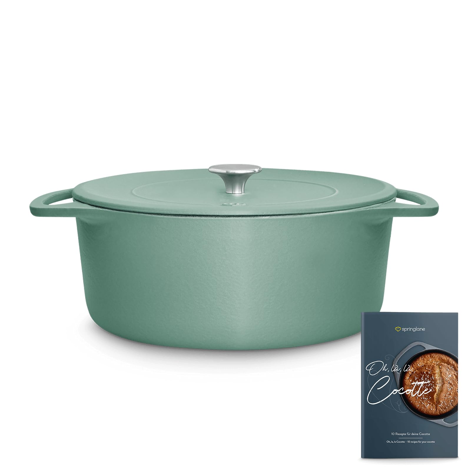 SPRINGLANE Cocotte mit Deckel, Mint, rund, 28 cm, 6 L, Gusseisen Bräter, Schmortopf Induktion…