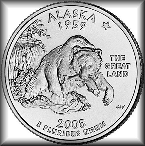 US 2008 Alaska State Quarter BU Uncirculated Coin Money Clip New