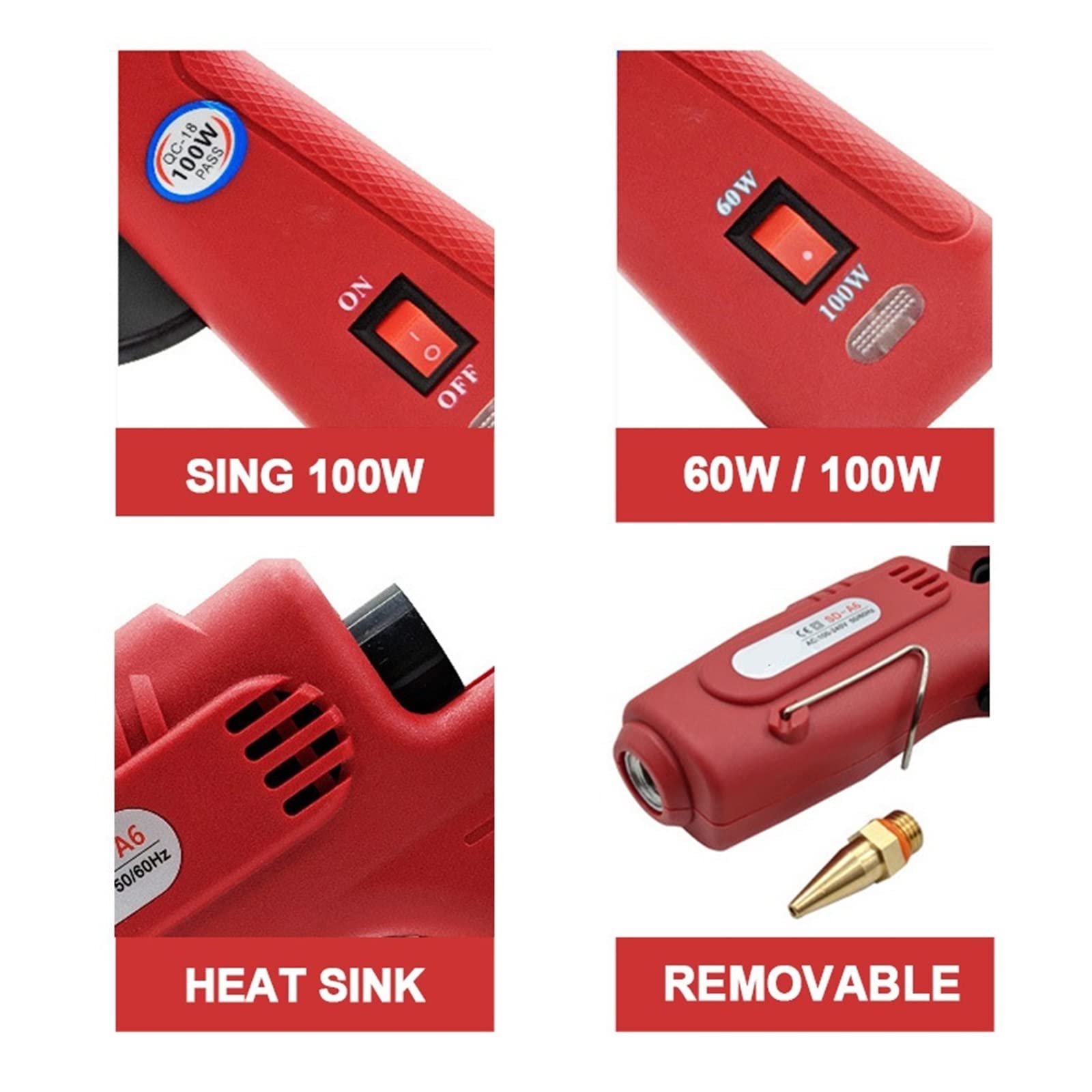Pistolet à Colle Chaude pour l'artisanat Pistolet à Colle thermofusible Double Puissance 60/100W 11mm Stick Big HandTool Outils de décoration de Noël pour Le Bricolage à la Maison