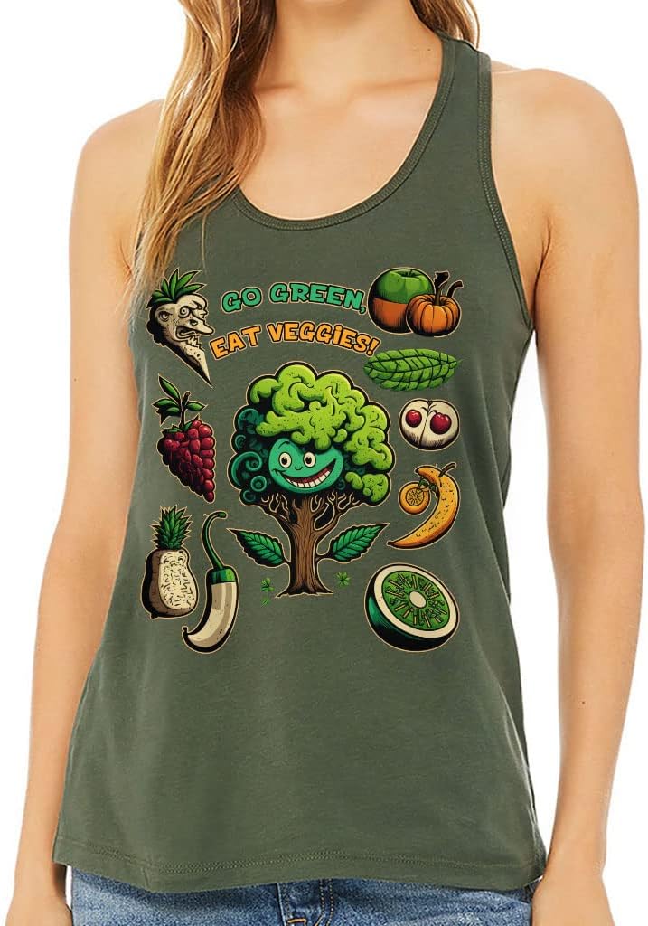 Eat Veggies Women's Racerback Tank - Themed Tank Top - Graphic Workout Tank