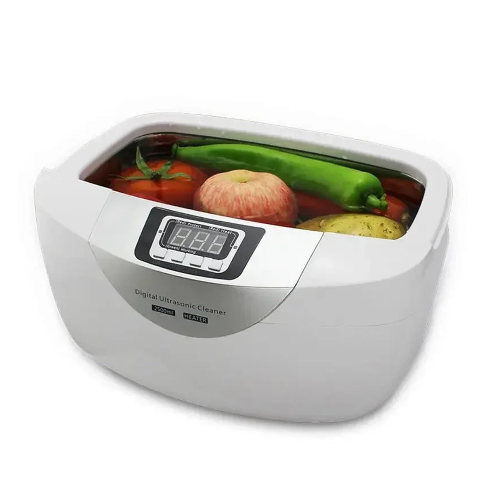 Limpiador ultrasónico Digital de 2,5 l, 60 W y 40 kHz for cestas, Joyas, Relojes, calefacción, silenciador, Limpiador ultrasónico de Verduras for baño.