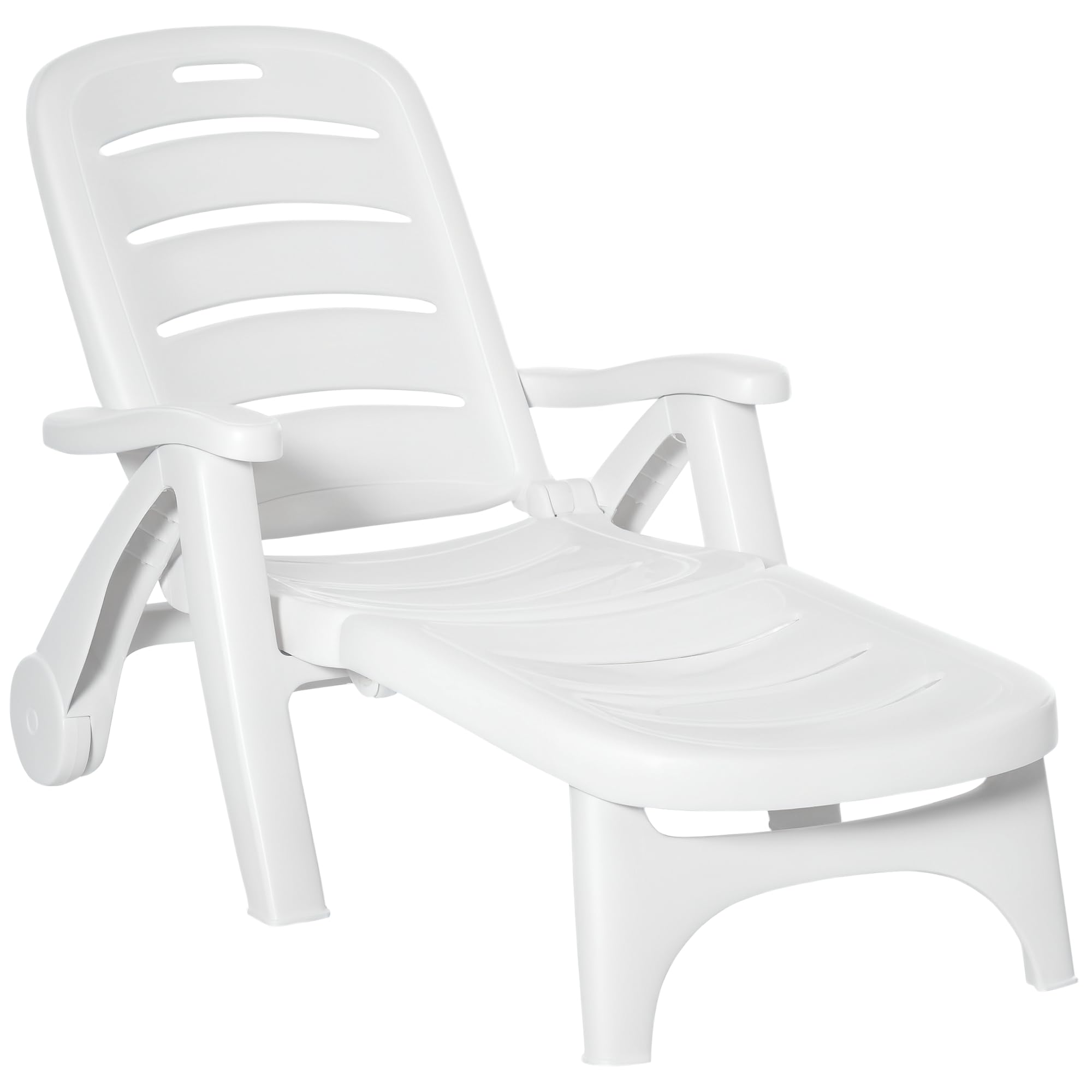 Outsunny Folding Sun Lounger Recliner - Beige