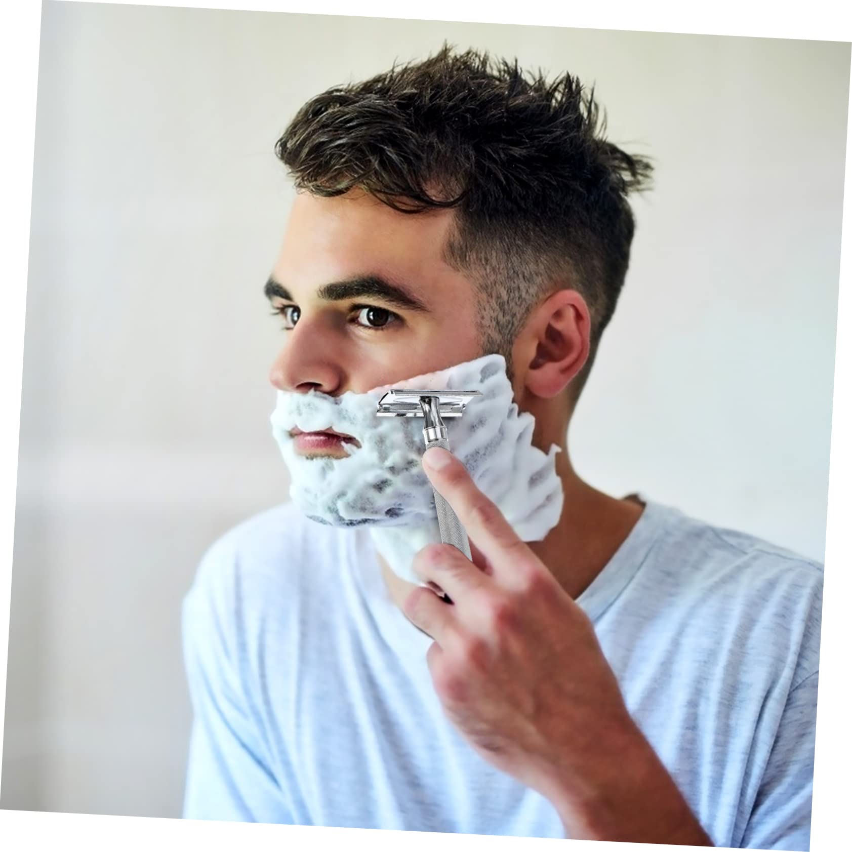 NULYLU Manual Beard Shaver Safety Razor Metal Scraper Double Razor Shaving Tool for Men Women