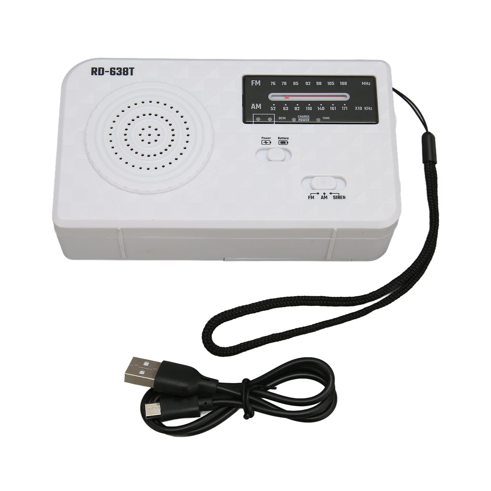 Radio di emergenza a manovella, radio FM AM portatile a energia solare con torcia LED SOS allarme, batteria ricaricabile, telefono cellulare, emergenza interna ed esterna (bianco)