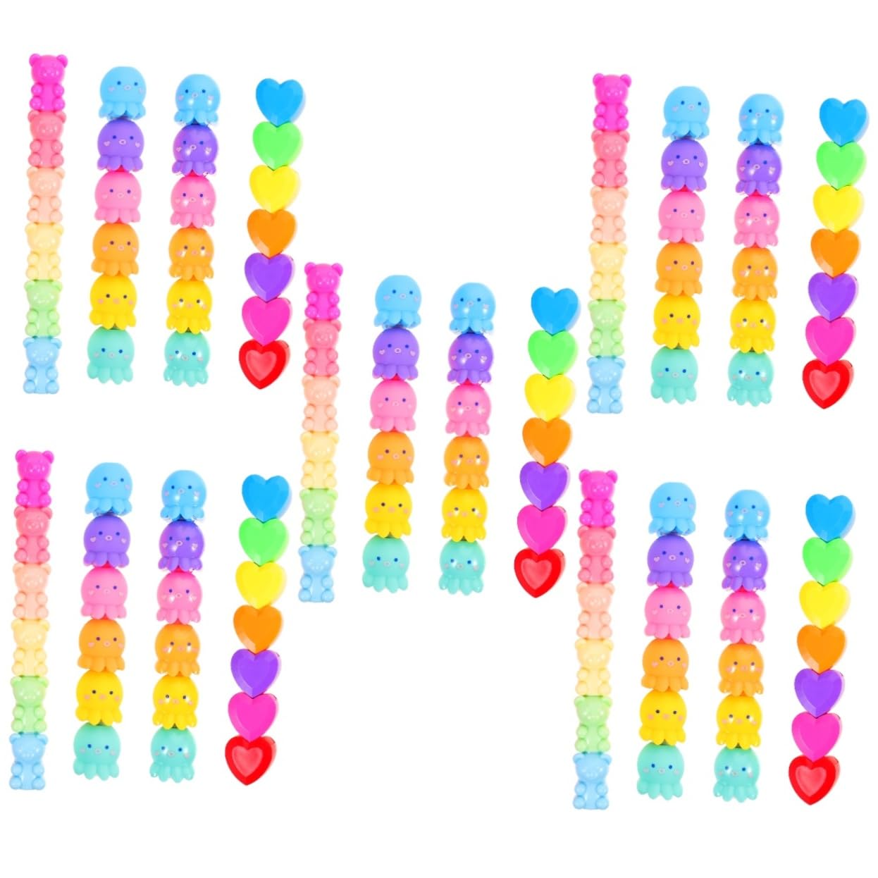 DOITOOL 125 Pièces Marqueurs Fluorescents Détachables Forme de Poulpe Stylos Colorés Kawaii pour Étudiants et Bureaux