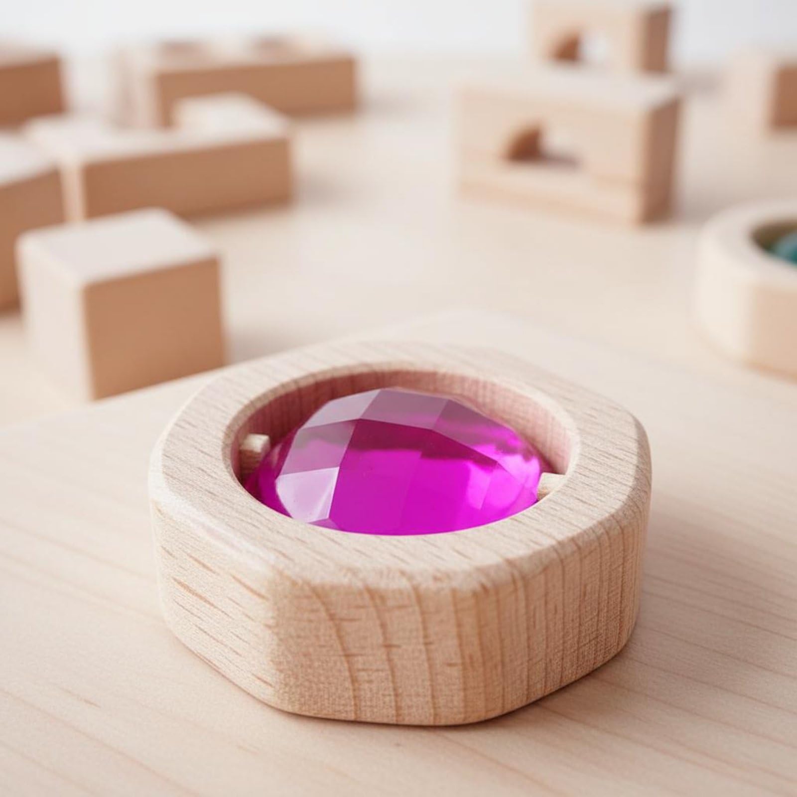 15 Piezas Bloques Acrílicos de Madera Educativo Cubos Acrílicos Transparentes Seguro Cubos de Madera Colores para Niños, Aprendizaje Temprano, Aula